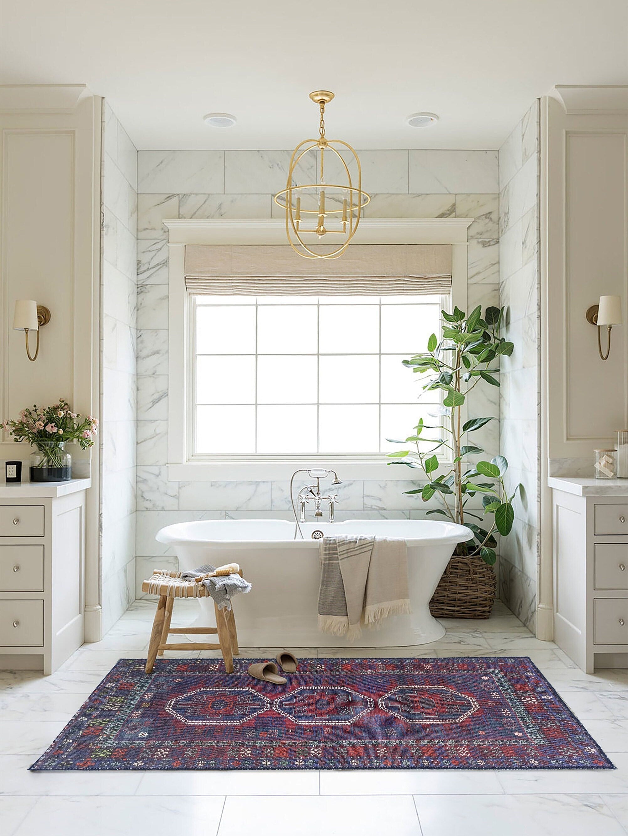 Rofa Rug Afghan Navy Blue Red Baluch Rug