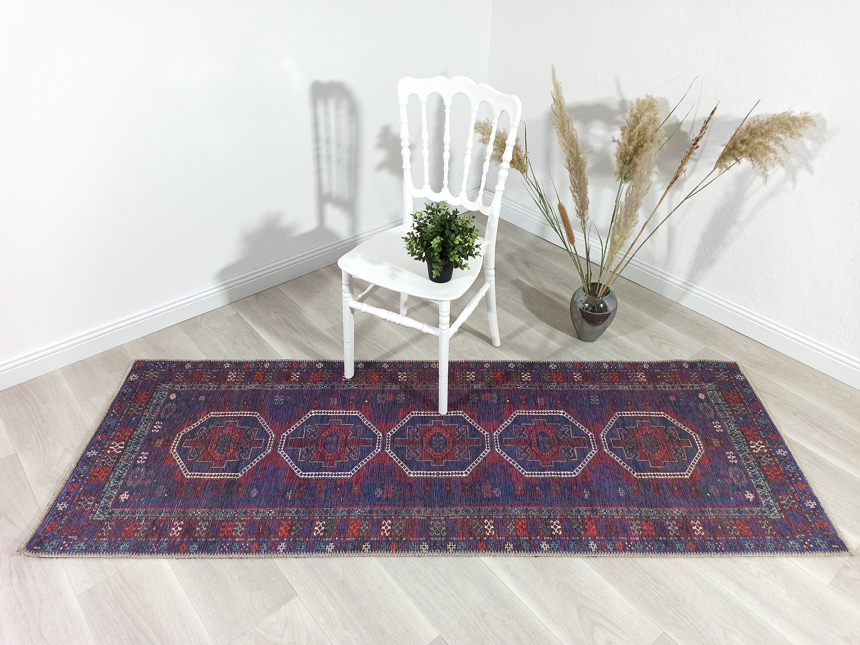 Rofa Rug Afghan Navy Blue Red Baluch Rug