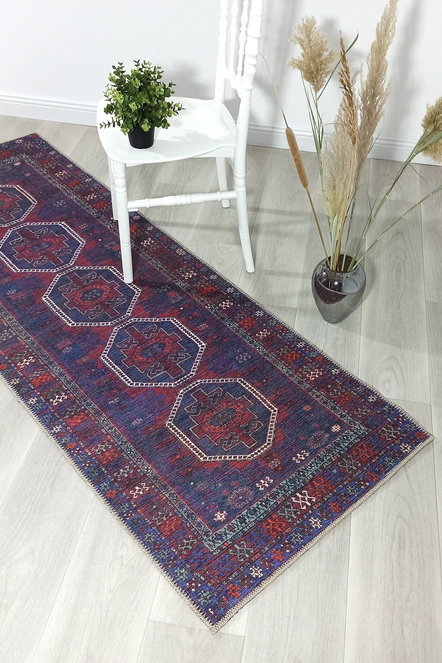Rofa Rug Afghan Navy Blue Red Baluch Rug