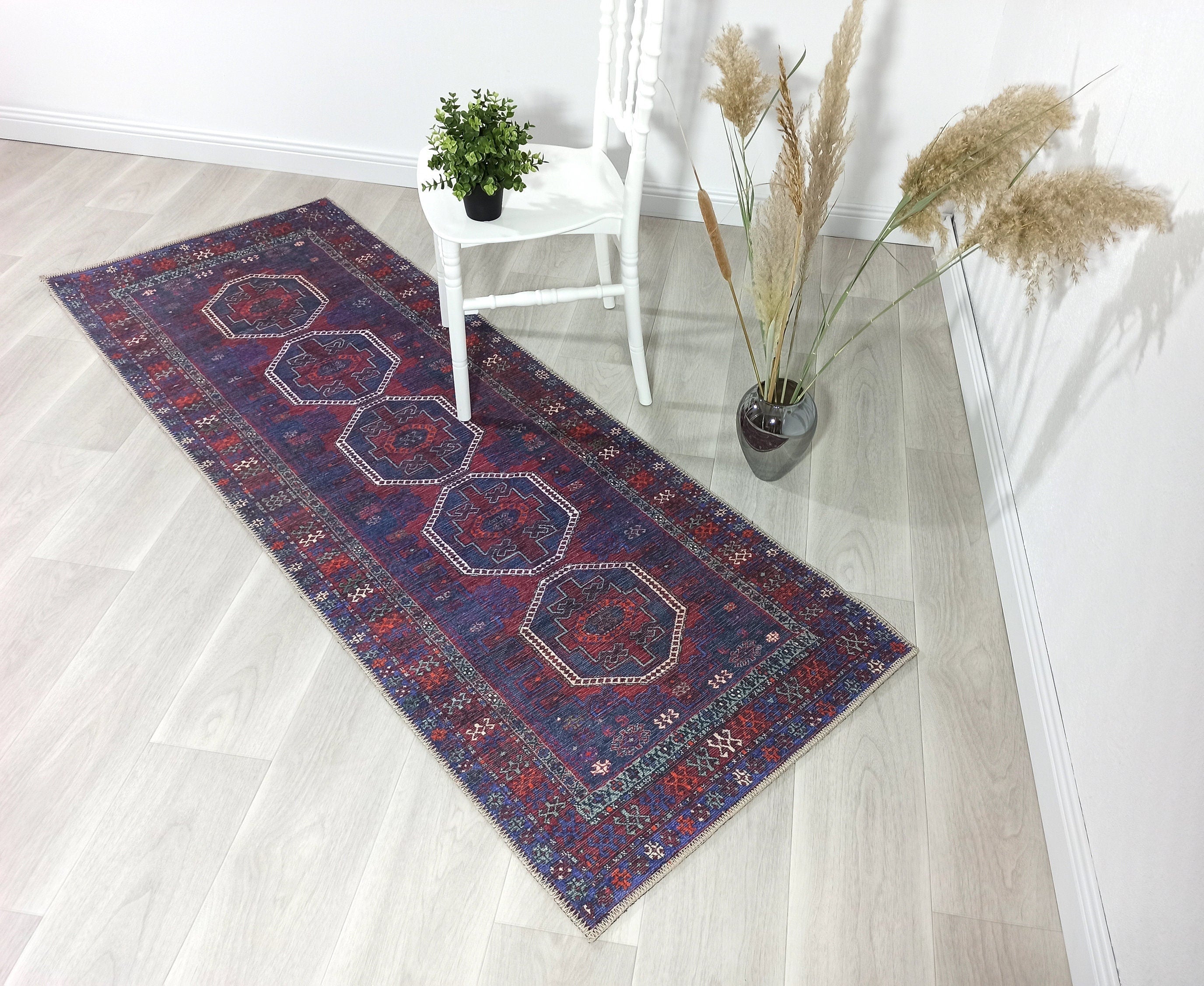 Rofa Rug Afghan Navy Blue Red Baluch Rug