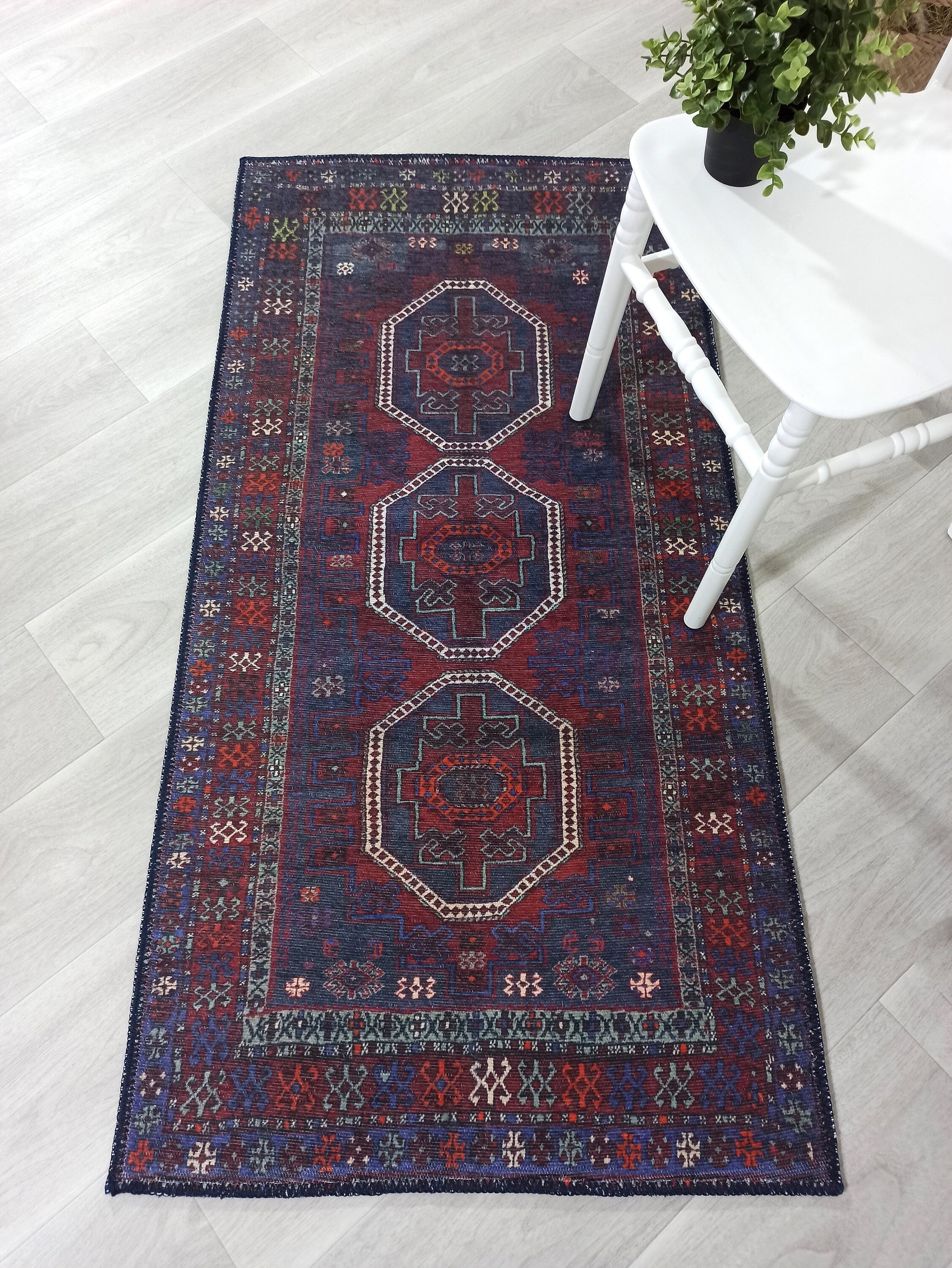 Rofa Rug Afghan Navy Blue Red Baluch Rug