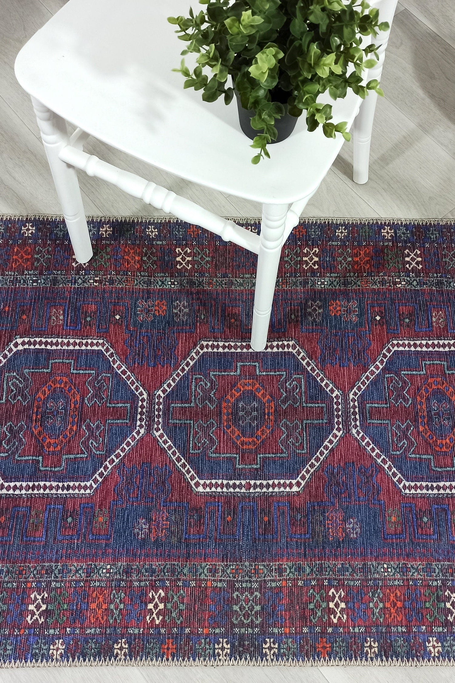 Rofa Rug Afghan Navy Blue Red Baluch Rug