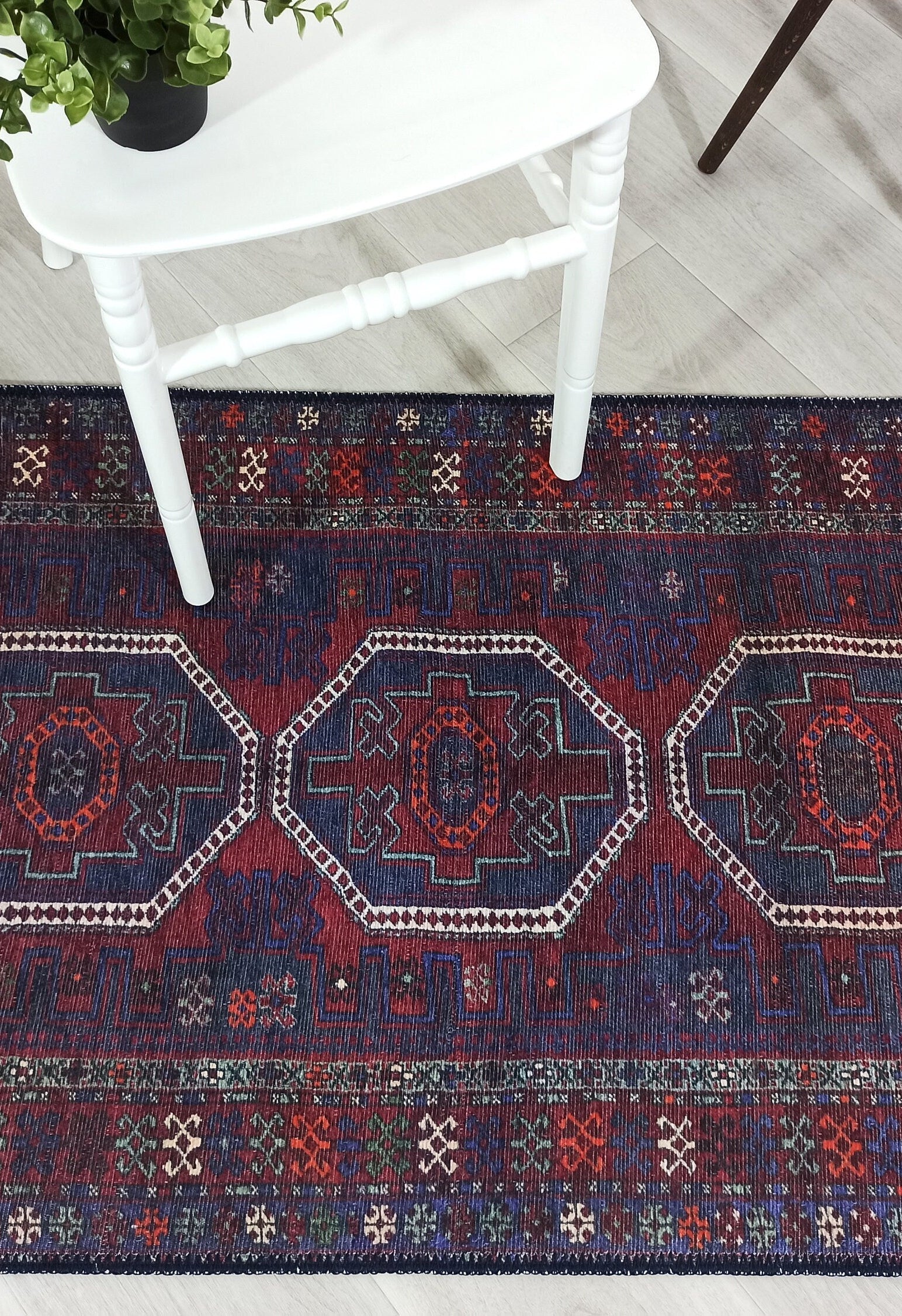 Rofa Rug Afghan Navy Blue Red Baluch Rug