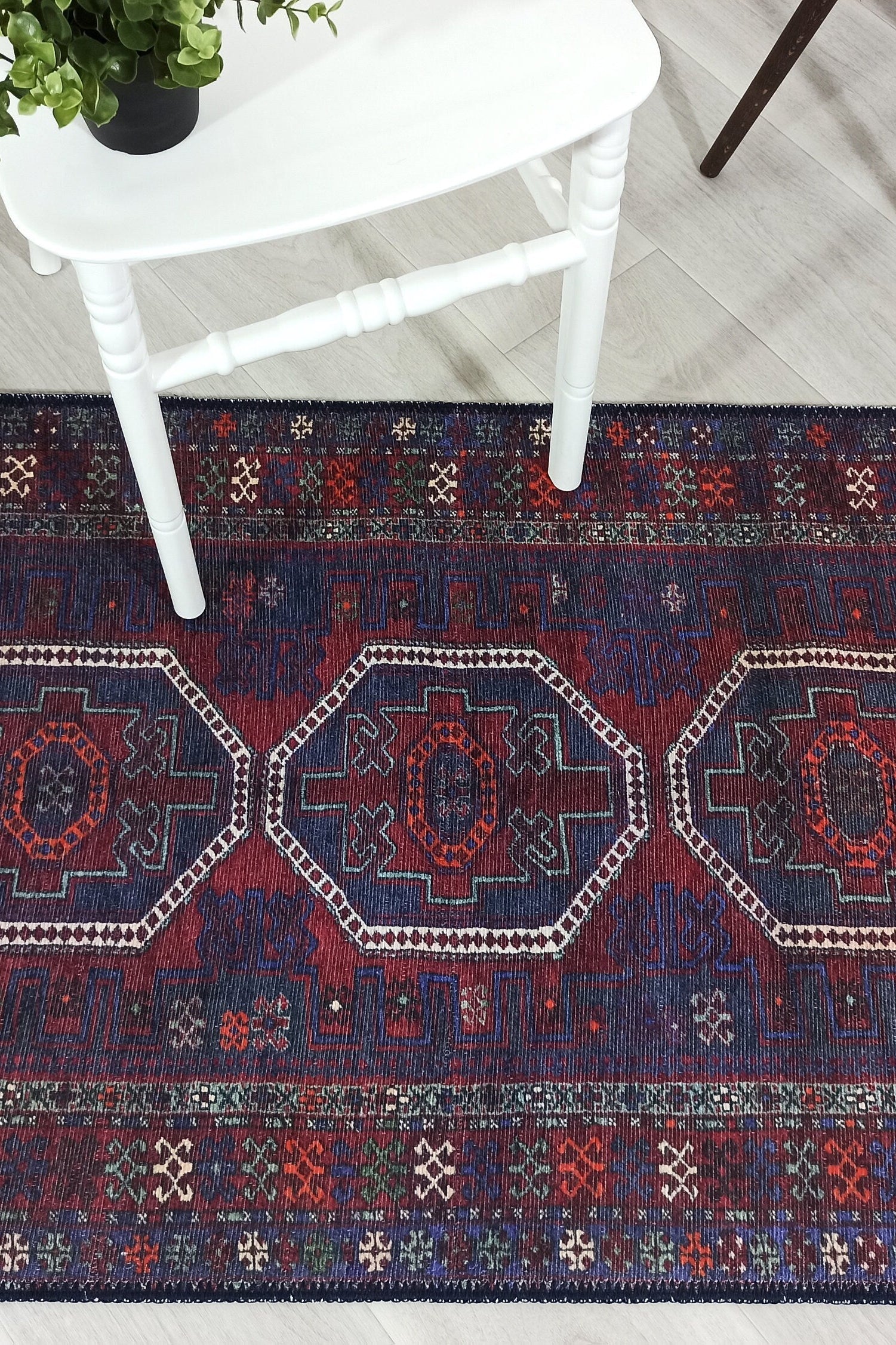 Rofa Rug Afghan Navy Blue Red Baluch Rug