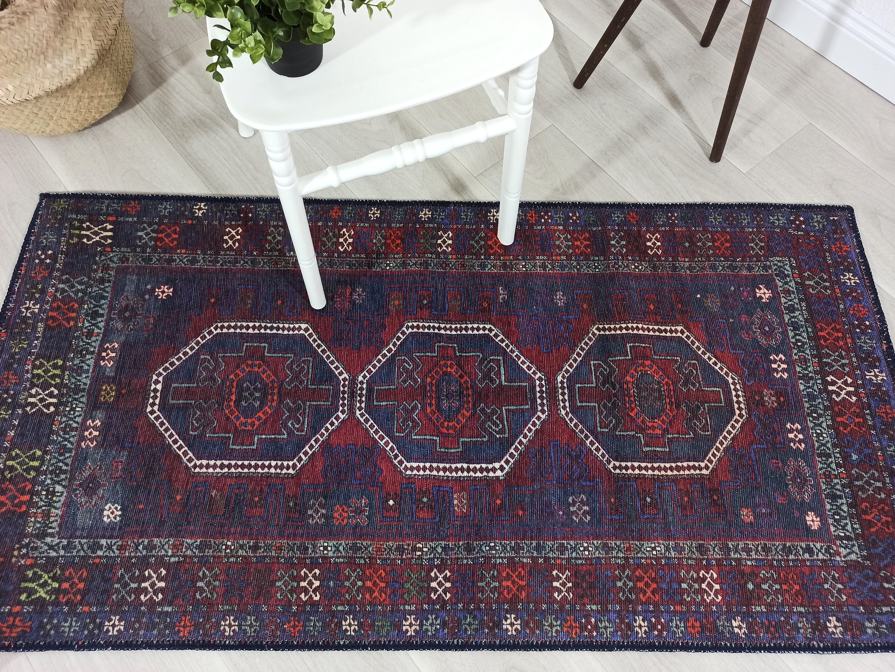 Rofa Rug Afghan Navy Blue Red Baluch Rug