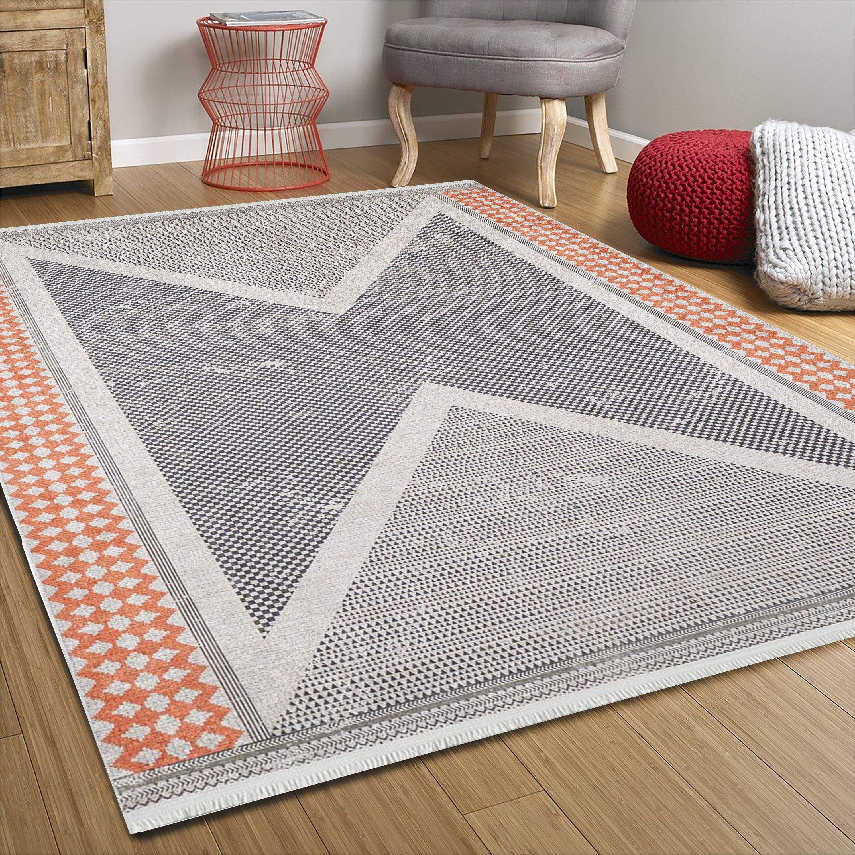 Roka Ancient Gray Orange Rug