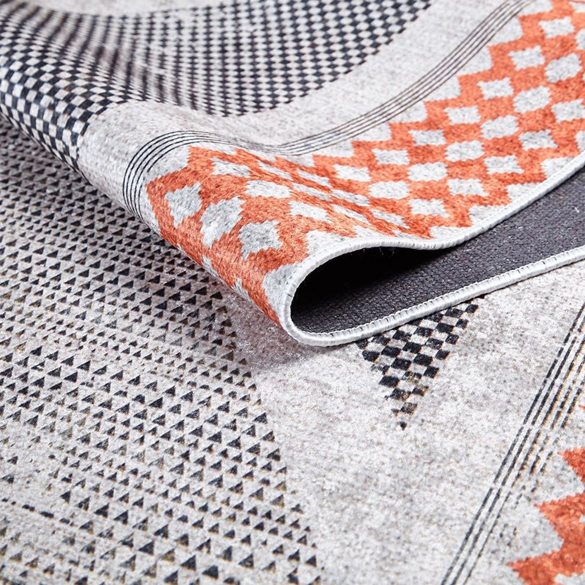 Roka Ancient Gray Orange Rug