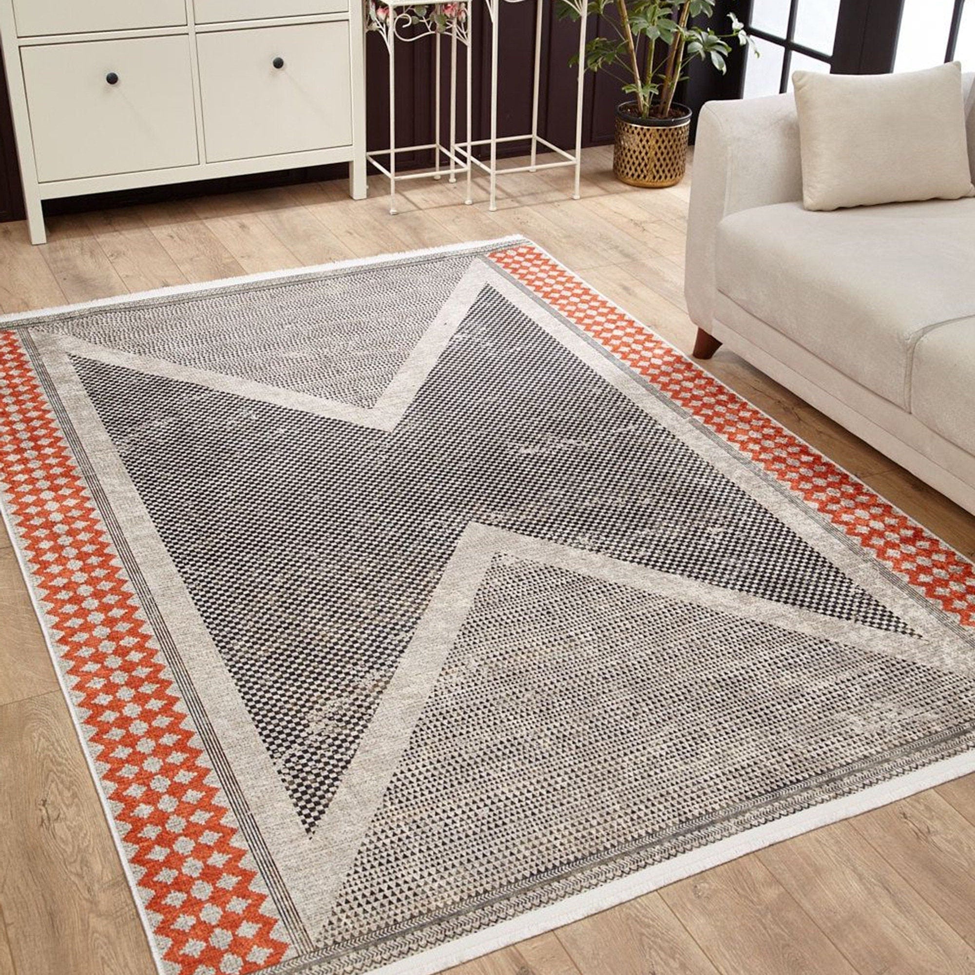 Roka Ancient Gray Orange Rug