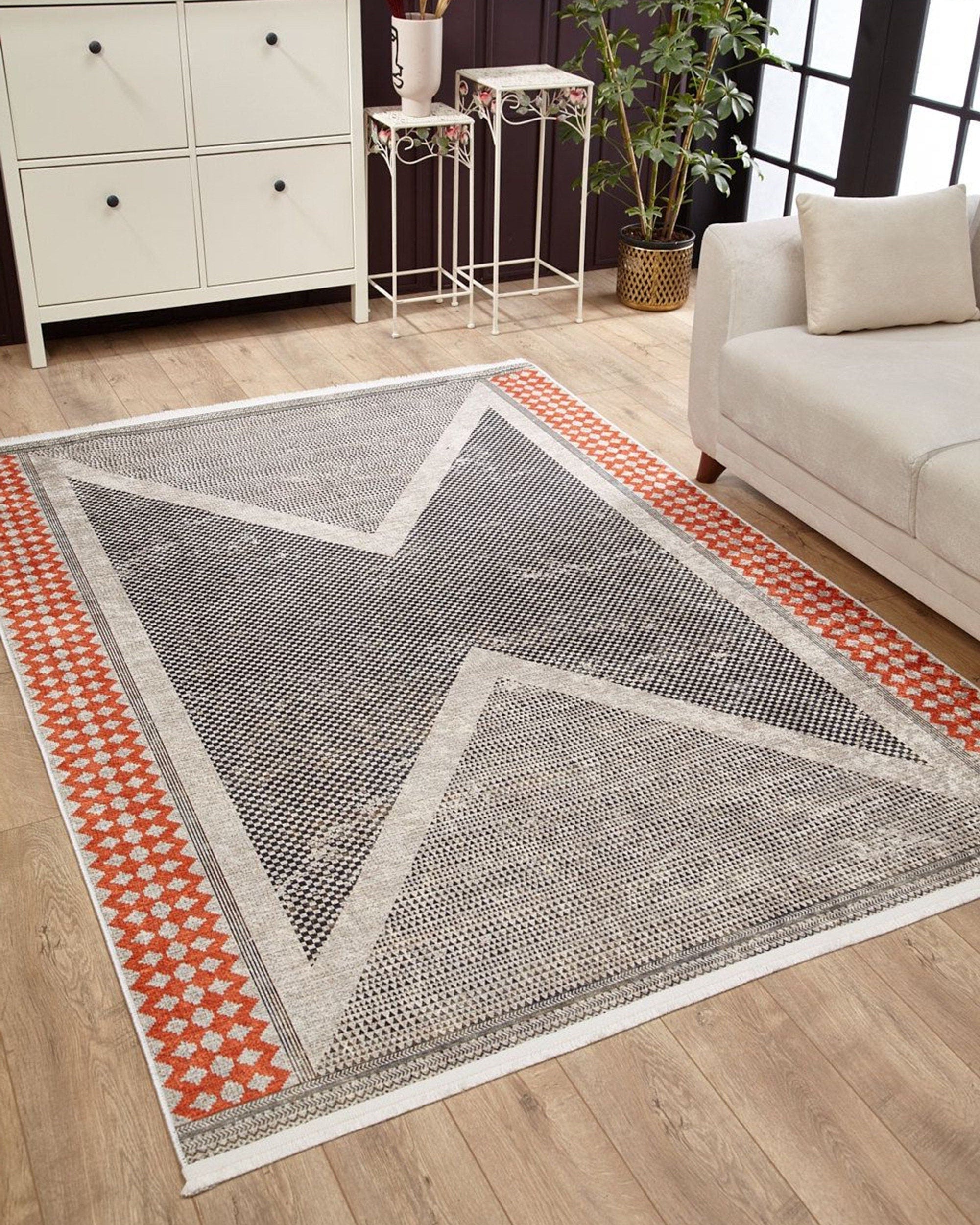 Roka Ancient Gray Orange Rug