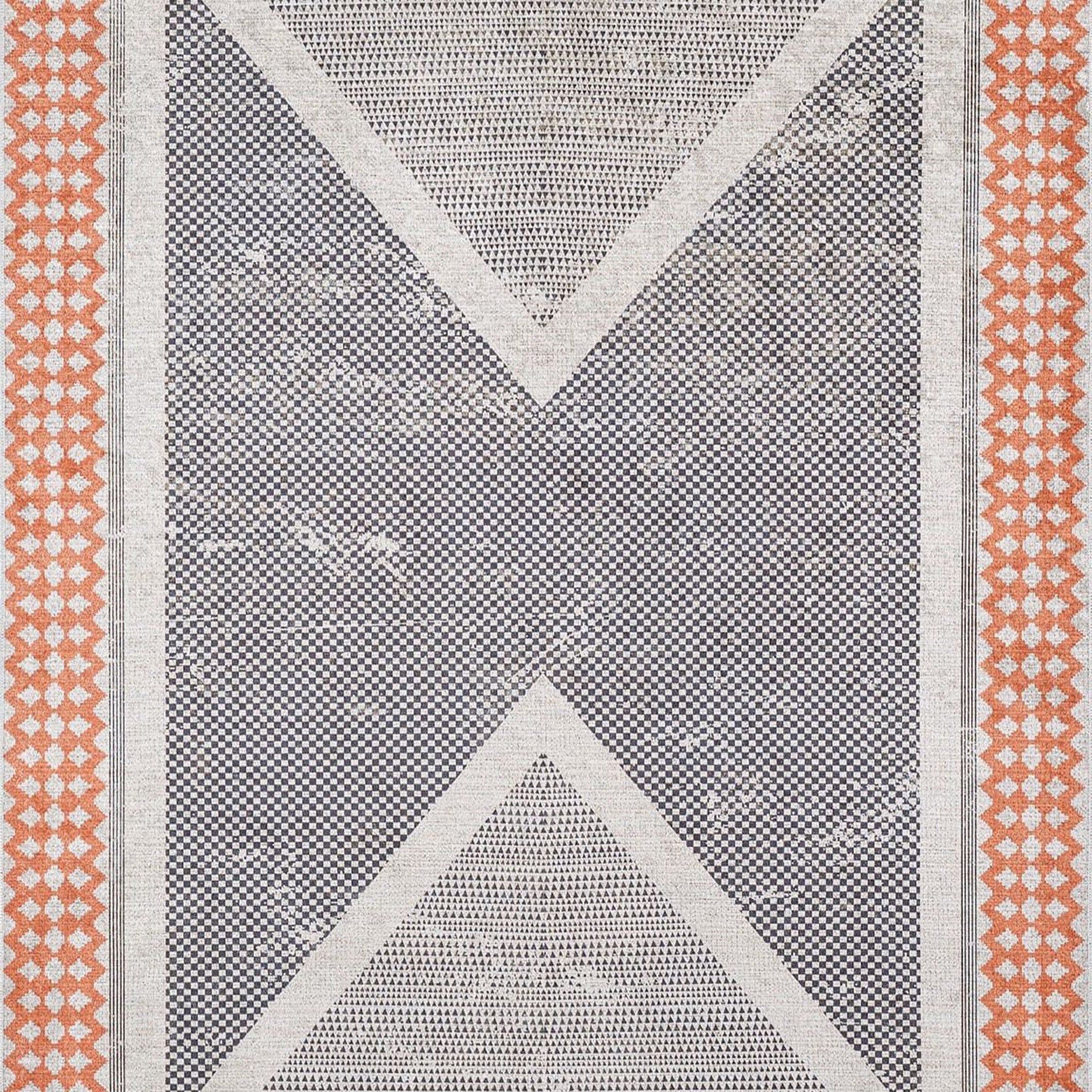 Roka Ancient Gray Orange Rug