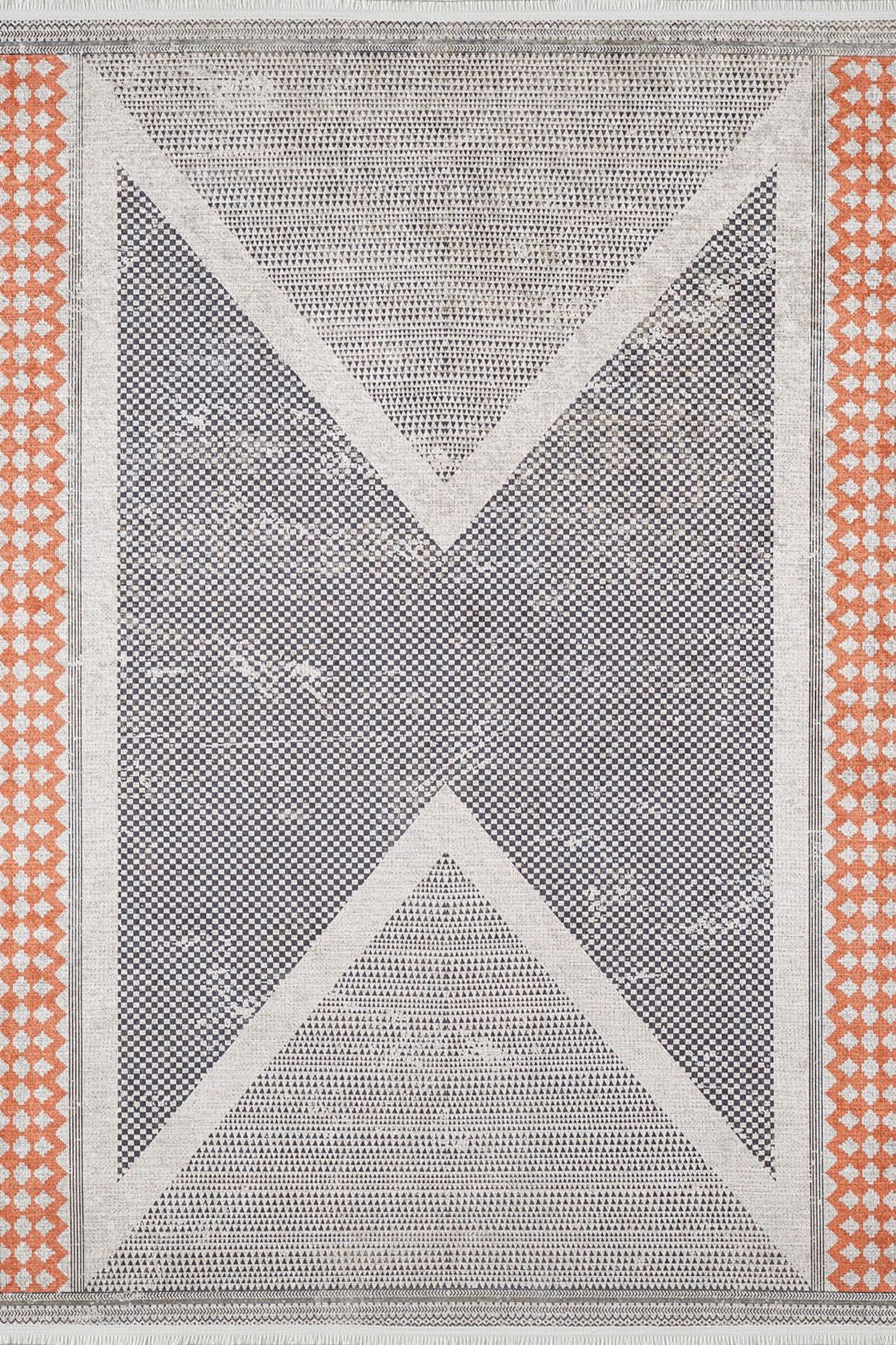 Roka Ancient Gray Orange Rug