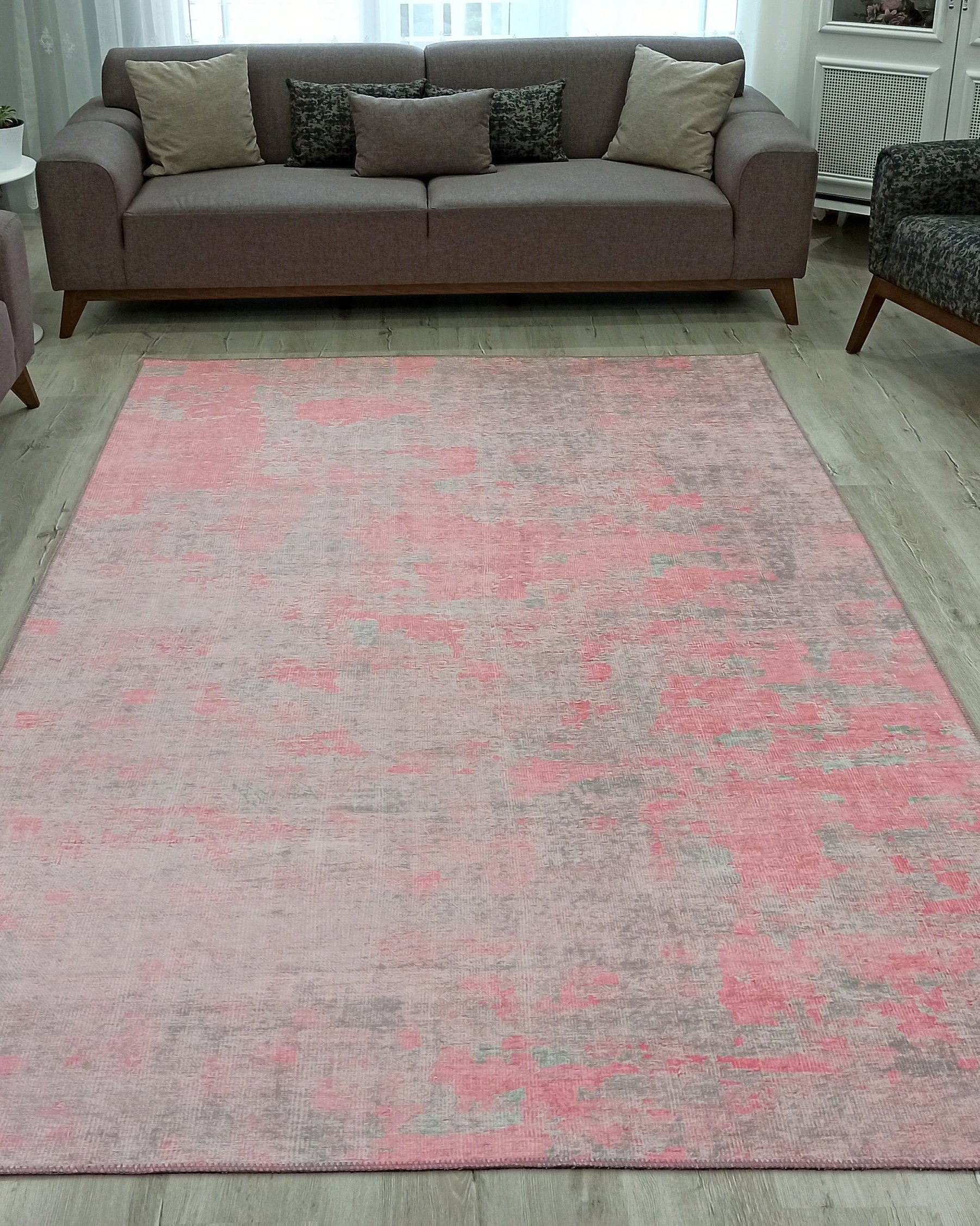 Rossa Abstract Pink Gray Rug