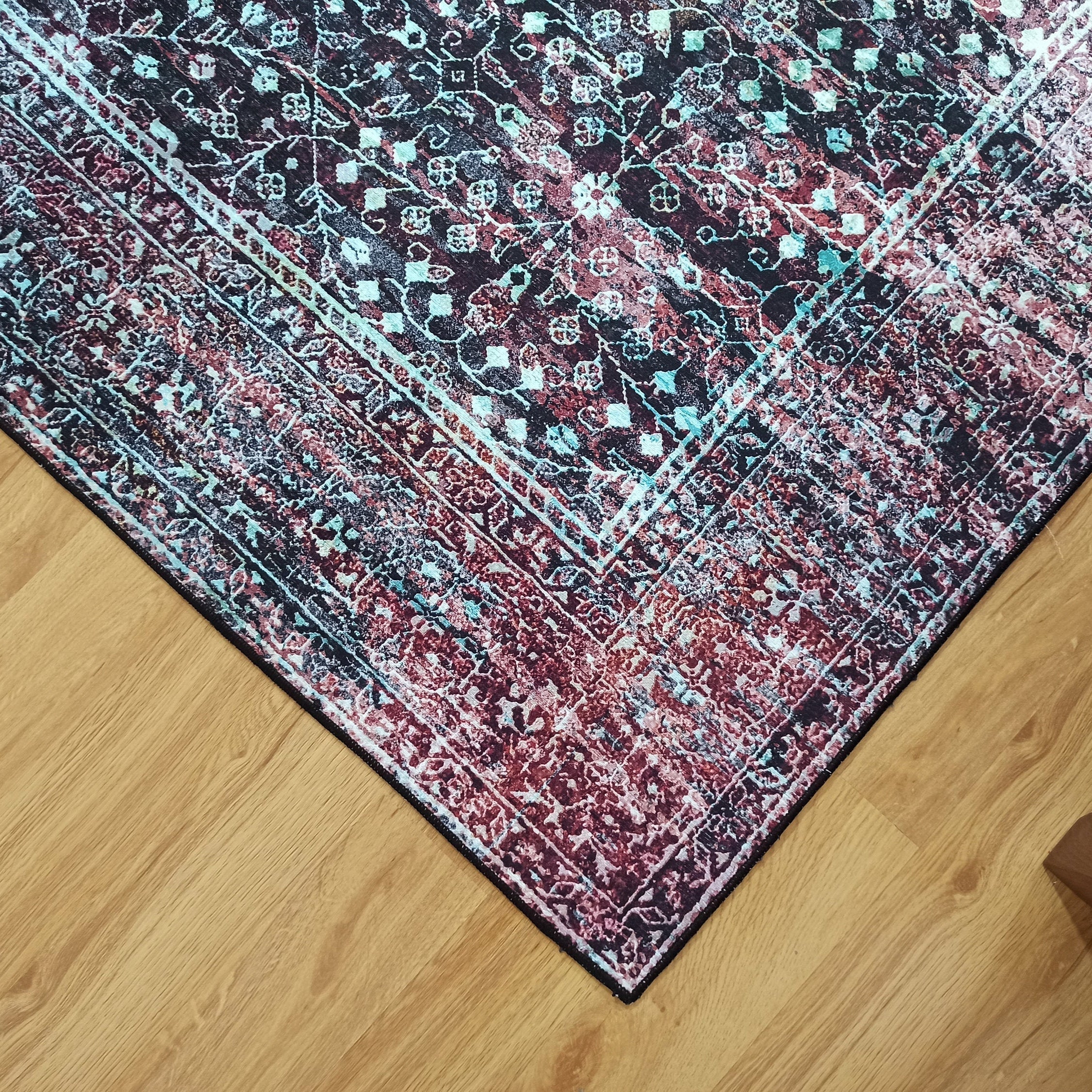 Roza Rug Persian Black Red Beige Rug