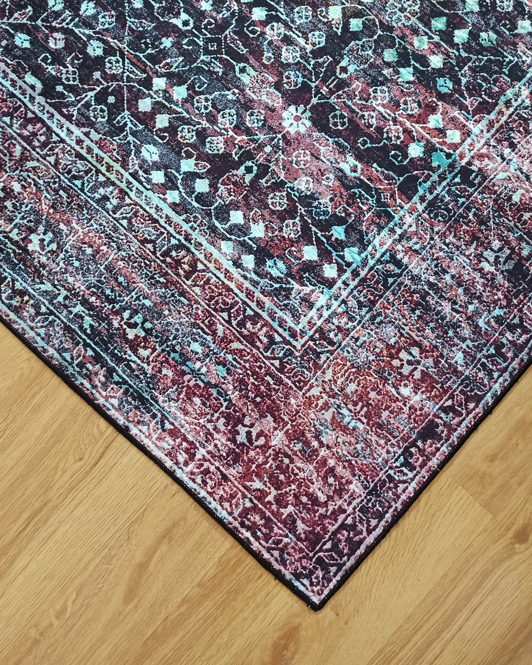 Roza Rug Persian Black Red Beige Rug