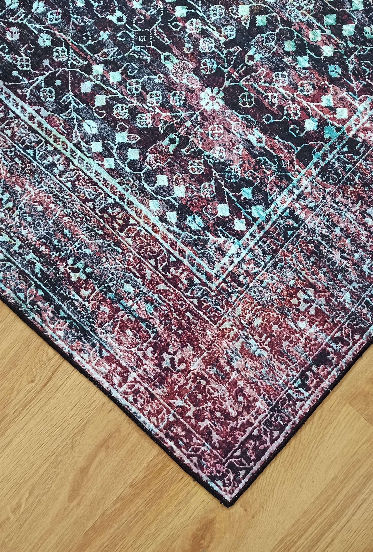 Roza Rug Persian Black Red Beige Rug