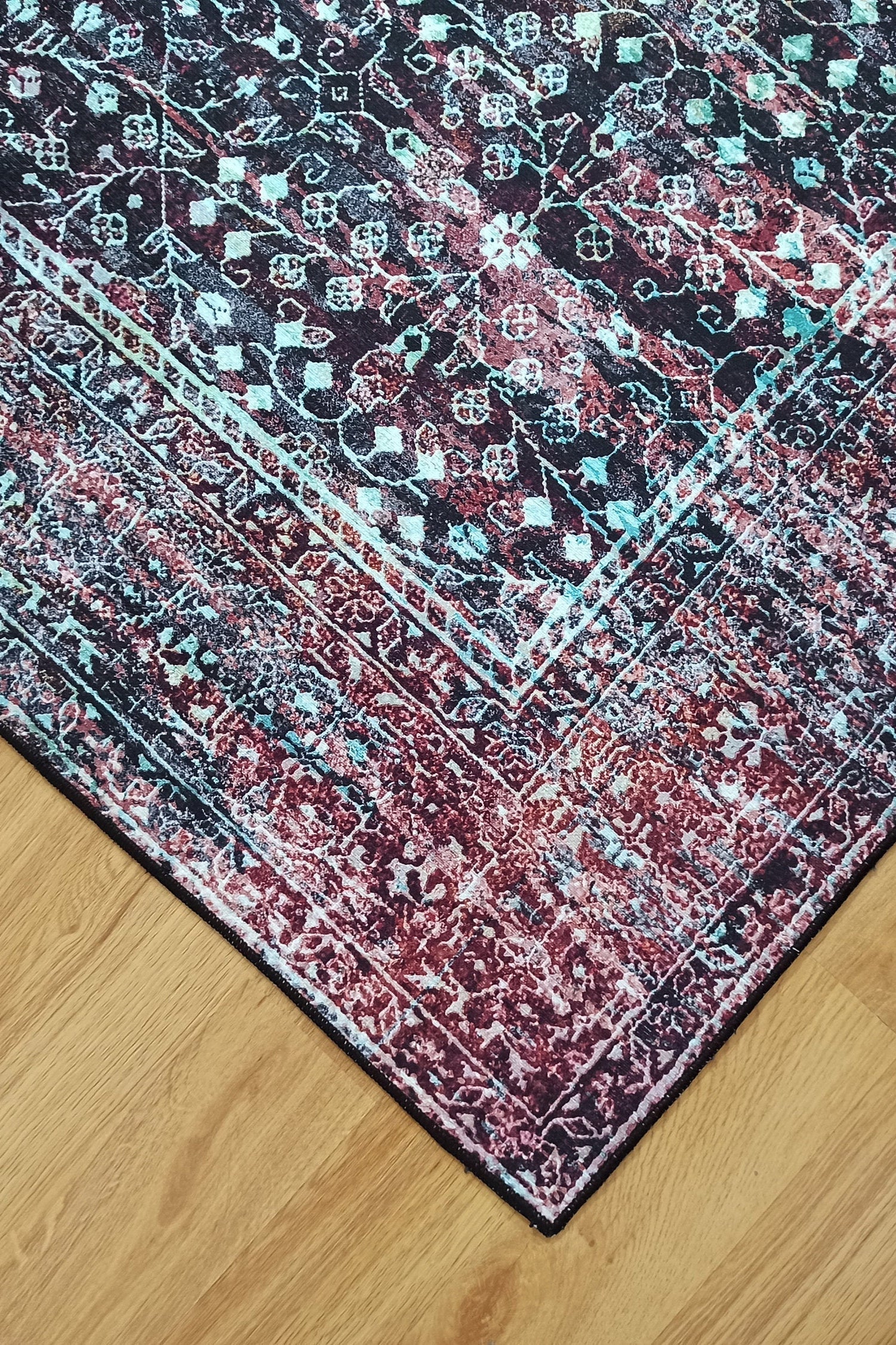 Roza Rug Persian Black Red Beige Rug