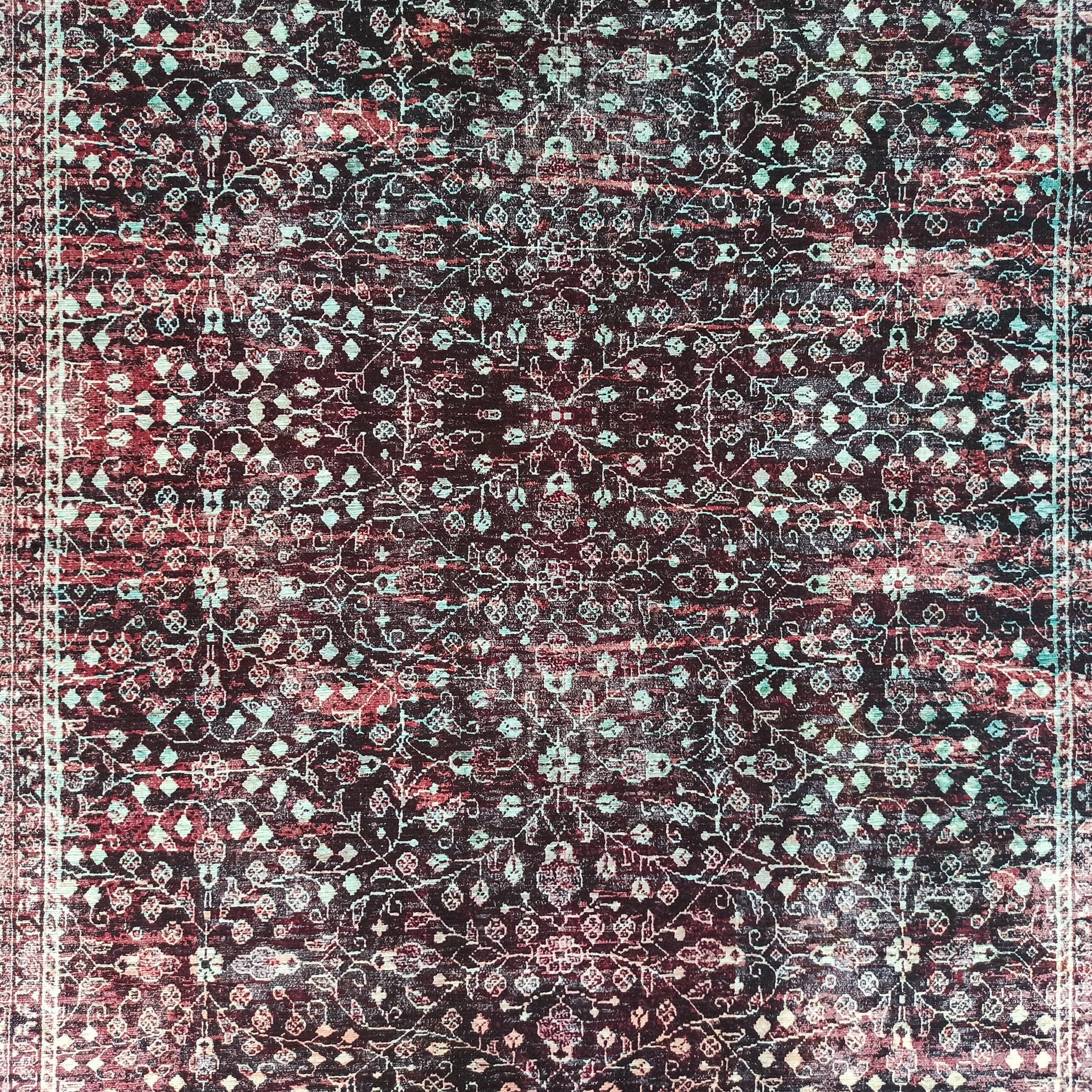 Roza Rug Persian Black Red Beige Rug