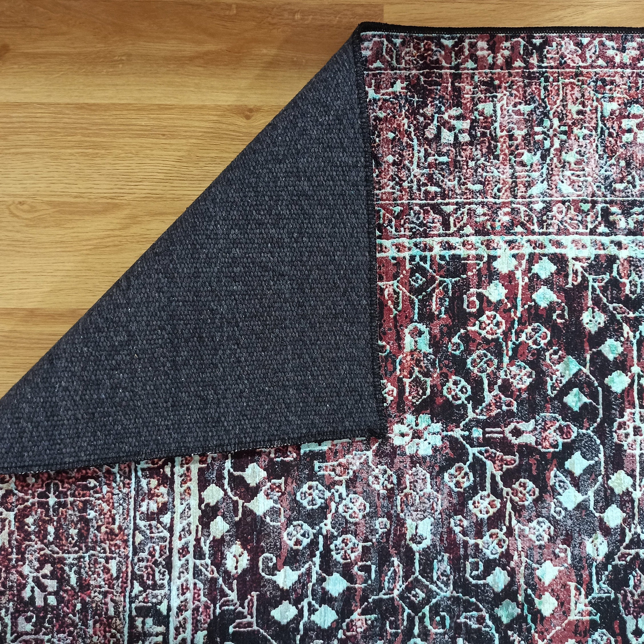 Roza Rug Persian Black Red Beige Rug