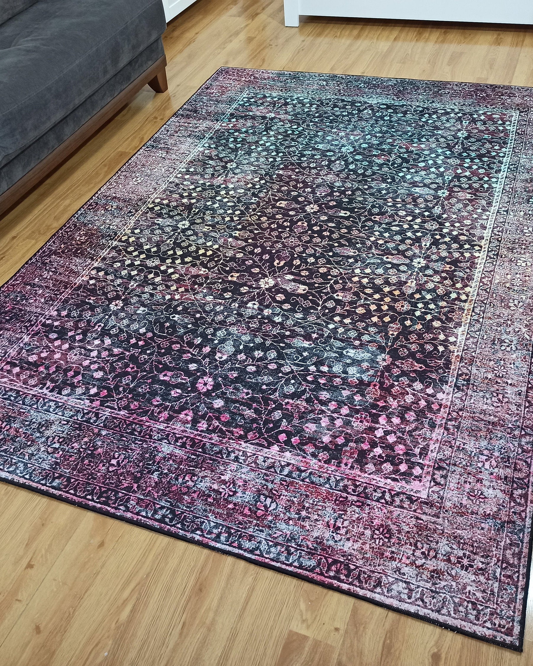 Roza Rug Persian Black Red Beige Rug