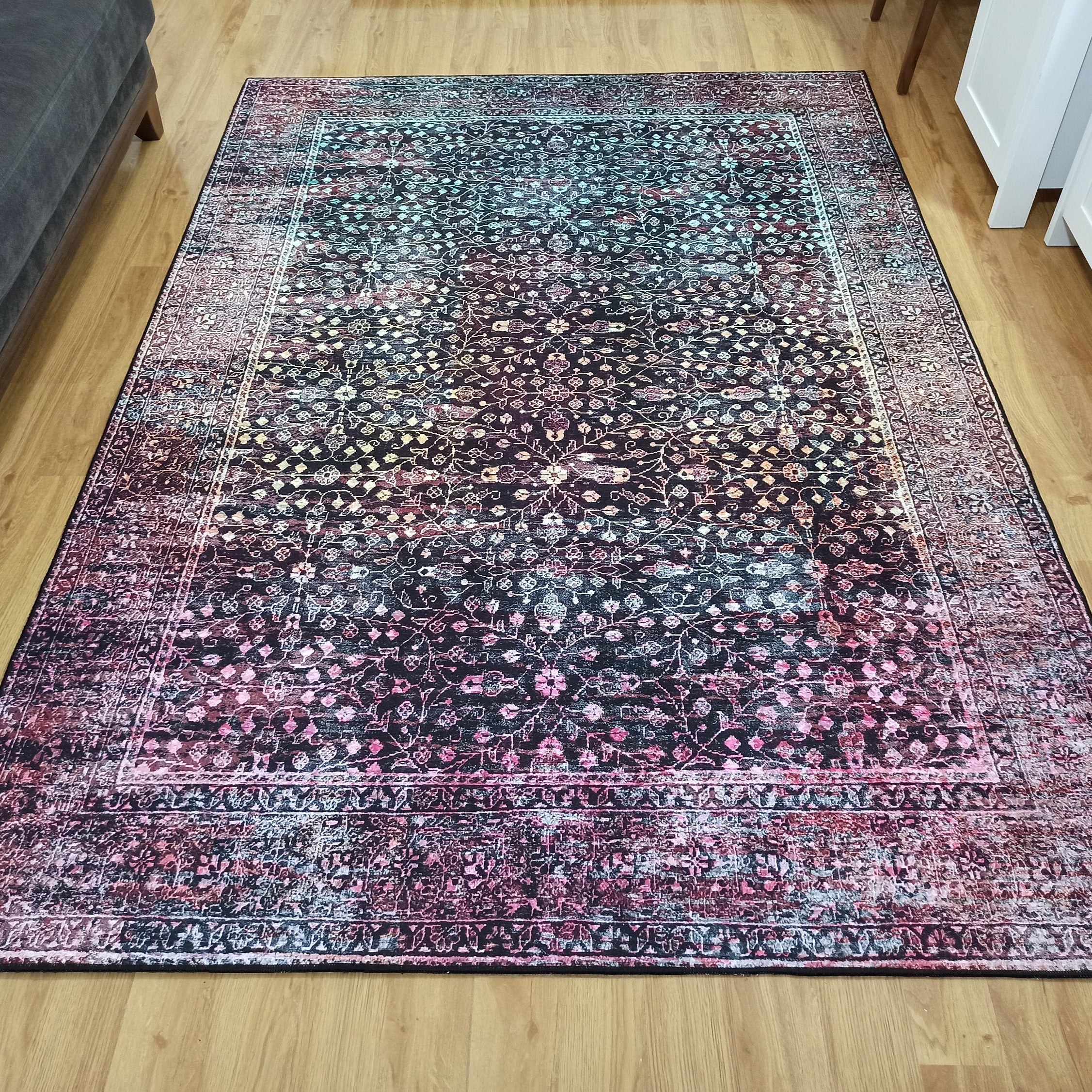 Roza Rug Persian Black Red Beige Rug