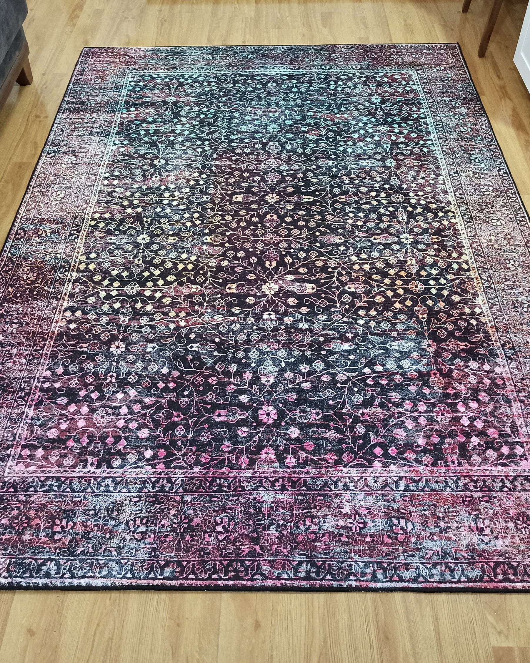 Roza Rug Persian Black Red Beige Rug