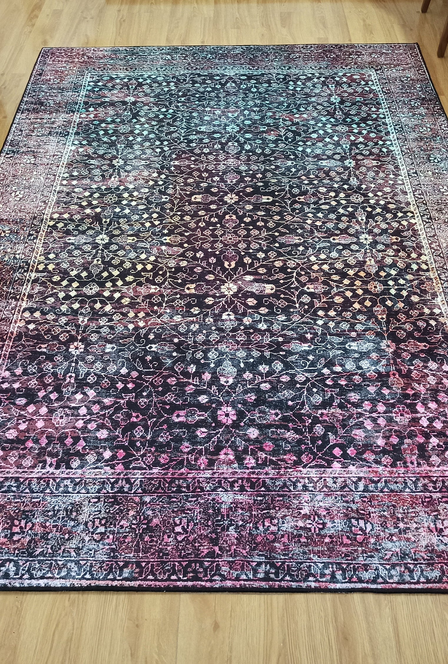 Roza Rug Persian Black Red Beige Rug