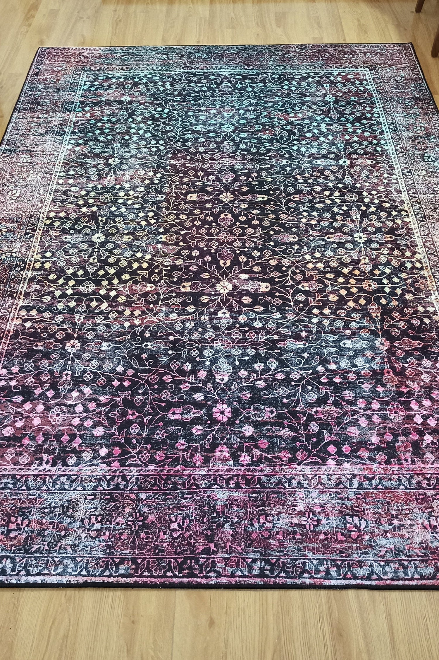 Roza Rug Persian Black Red Beige Rug