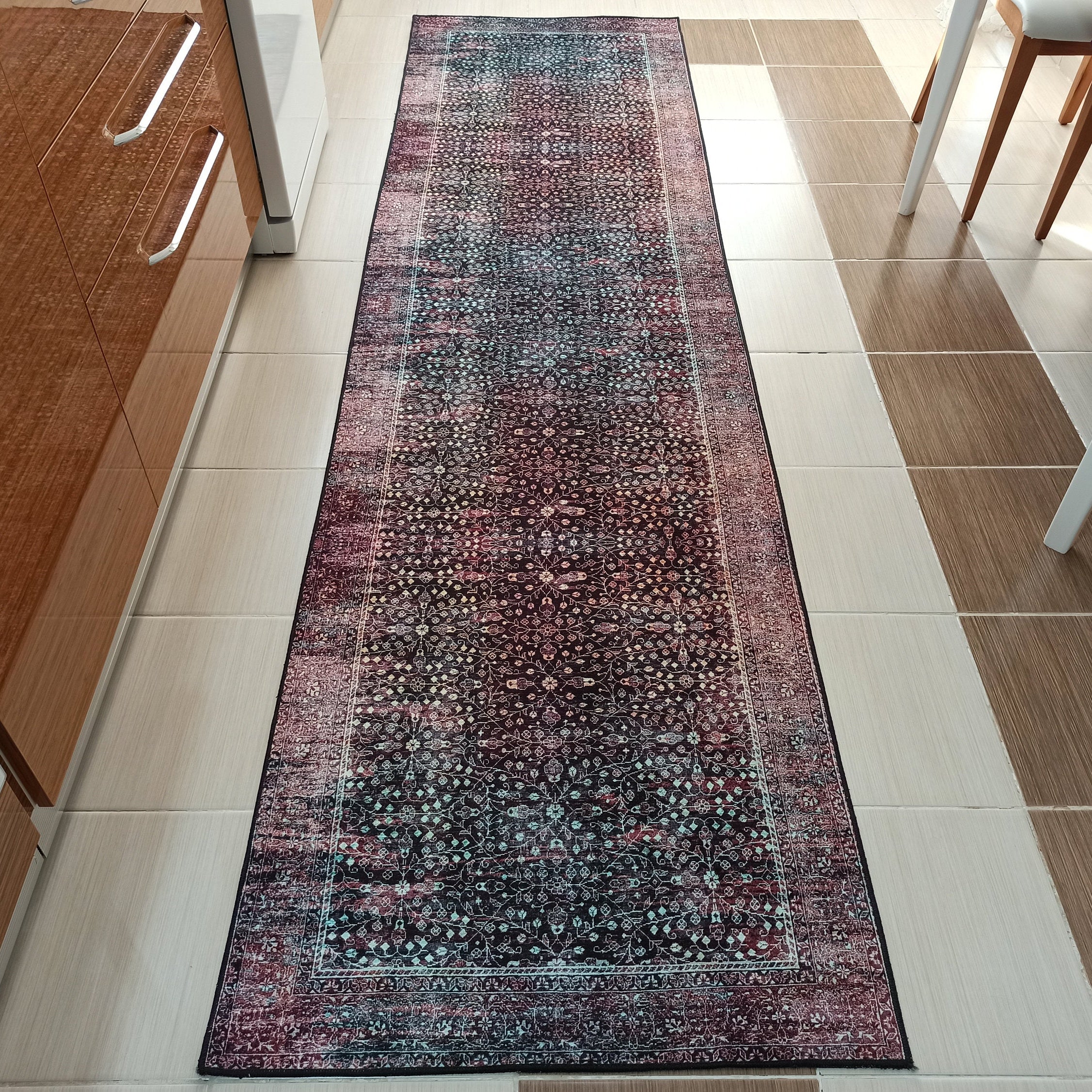 Roza Rug Persian Black Red Beige Rug