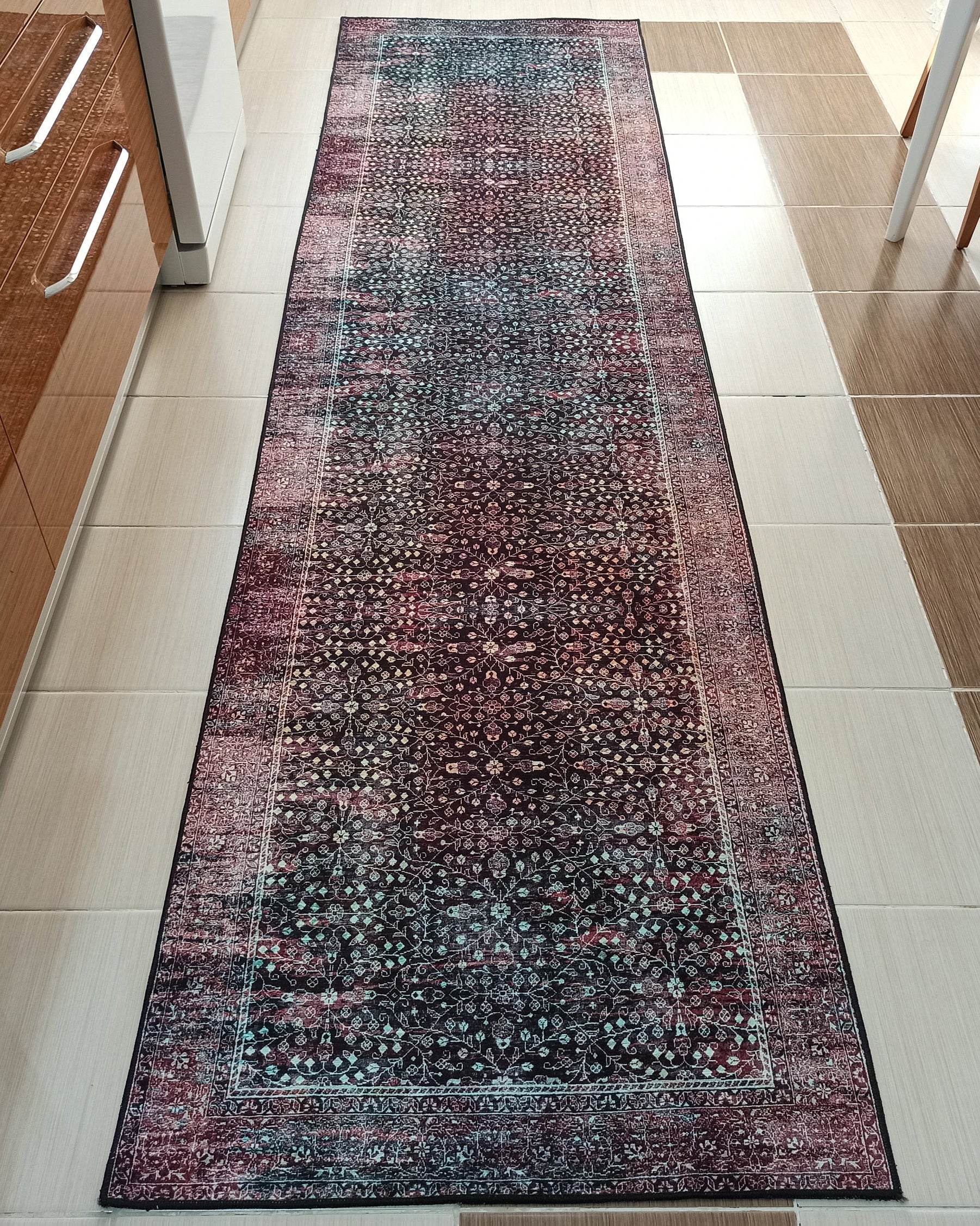 Roza Rug Persian Black Red Beige Rug
