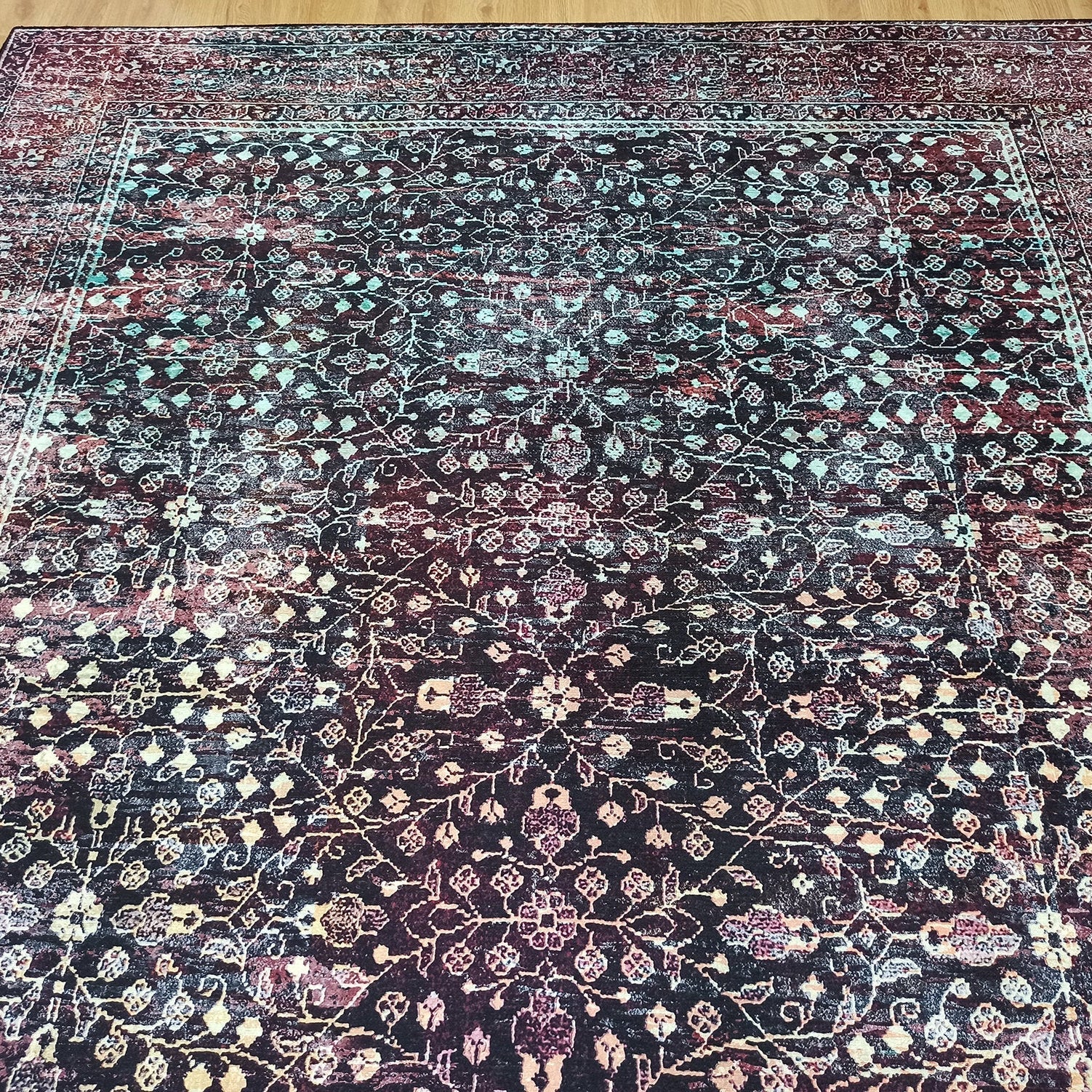 Roza Rug Persian Black Red Beige Rug