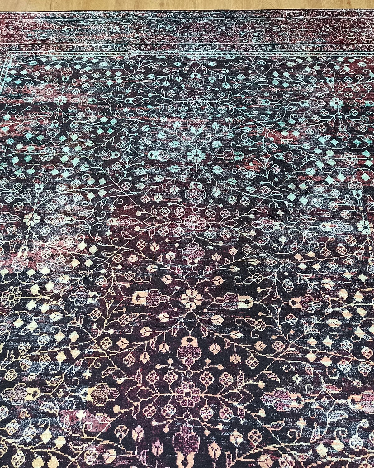 Roza Rug Persian Black Red Beige Rug