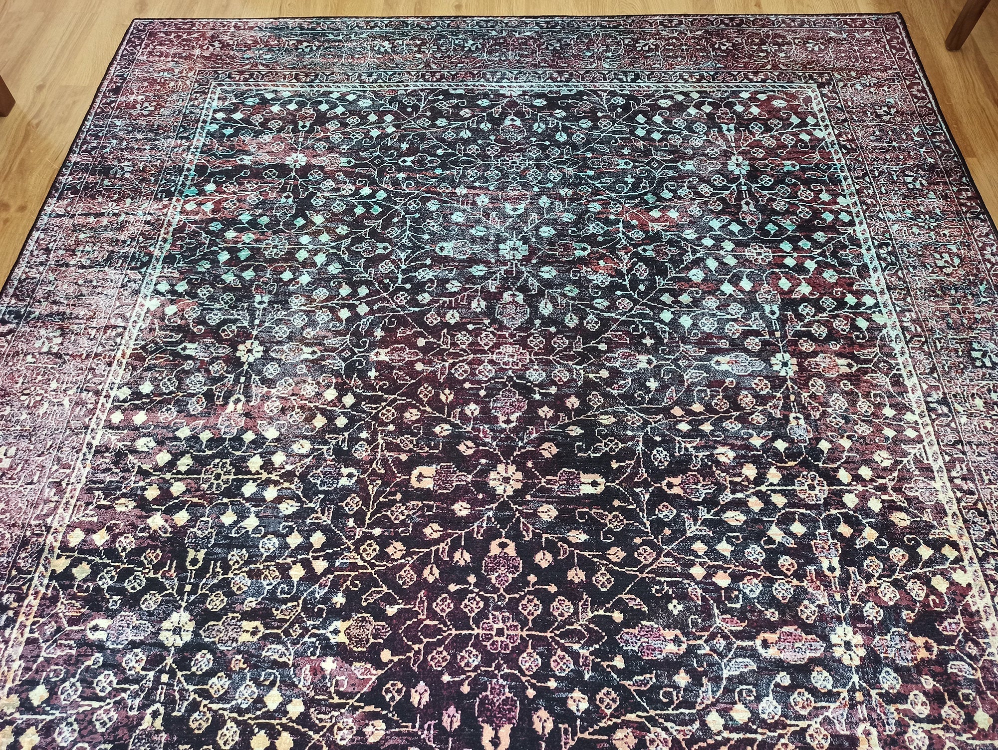 Roza Rug Persian Black Red Beige Rug