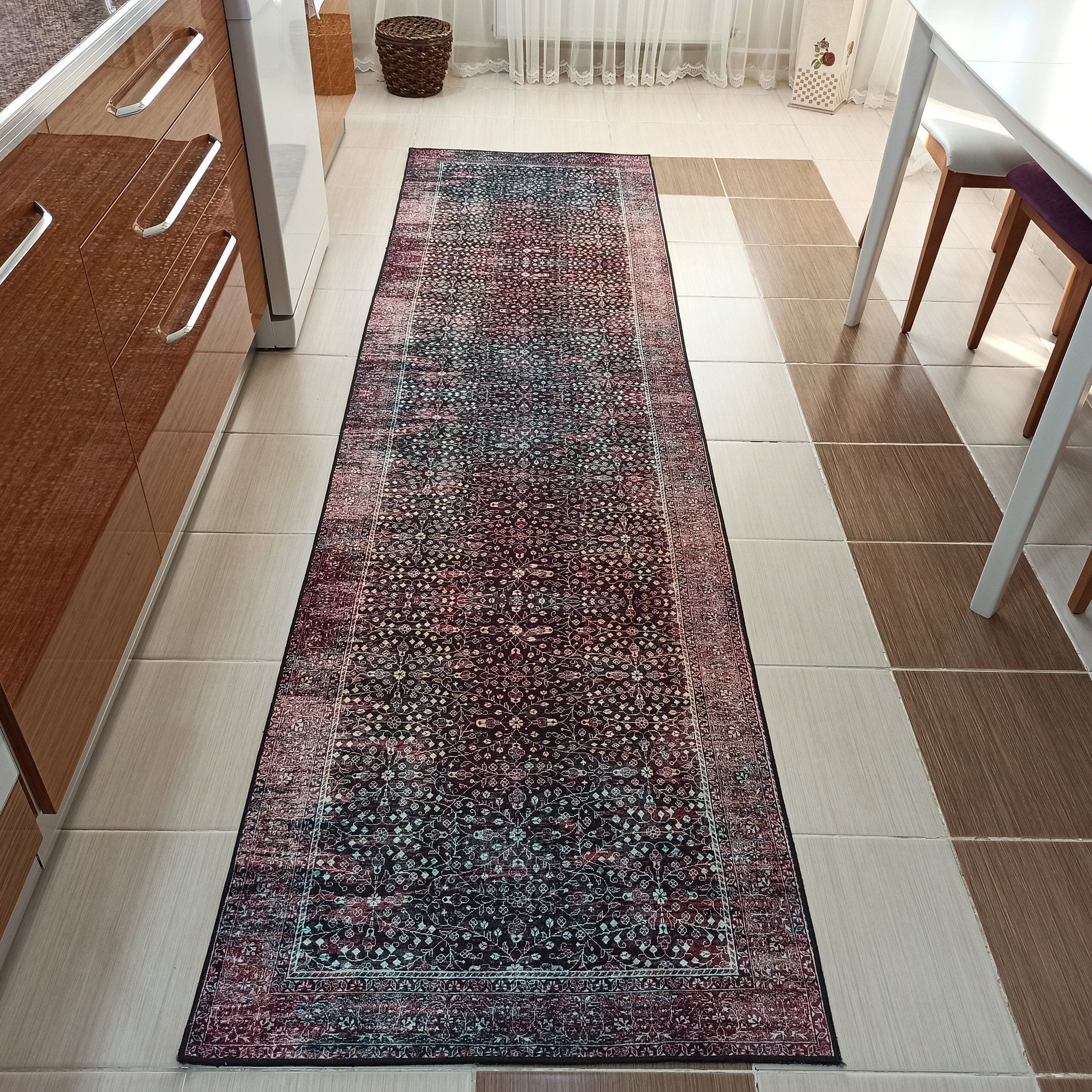 Roza Rug Persian Black Red Beige Rug