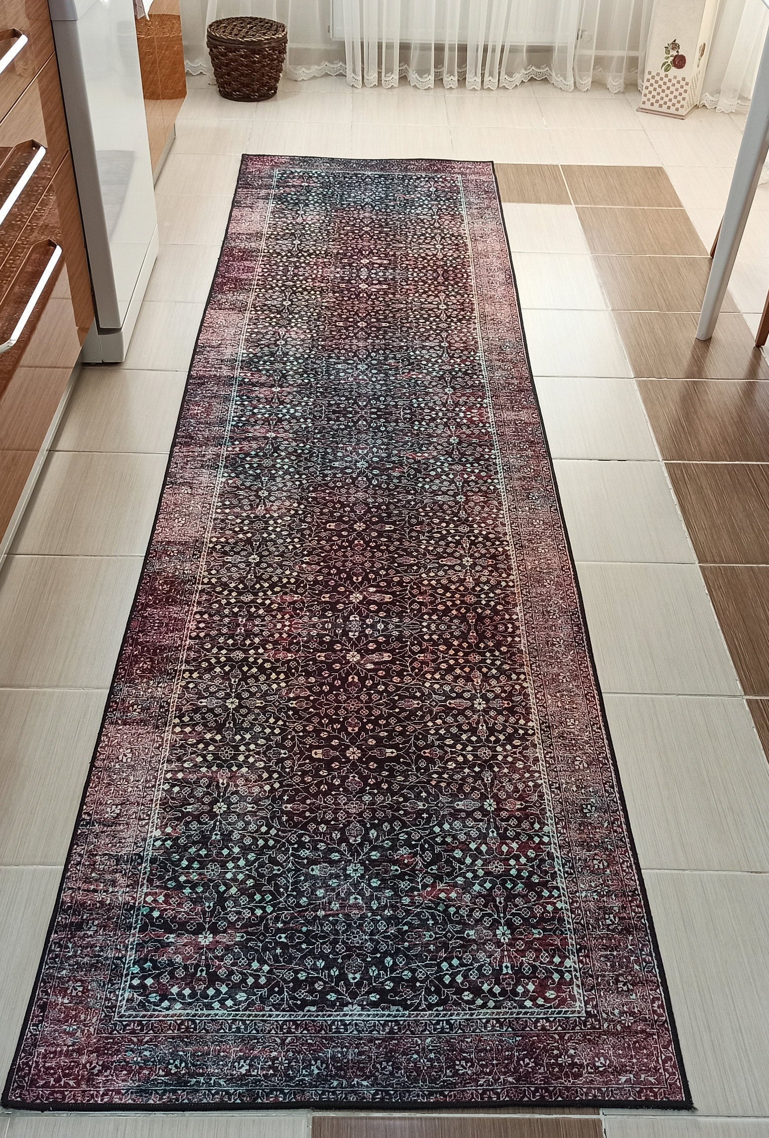 Roza Rug Persian Black Red Beige Rug