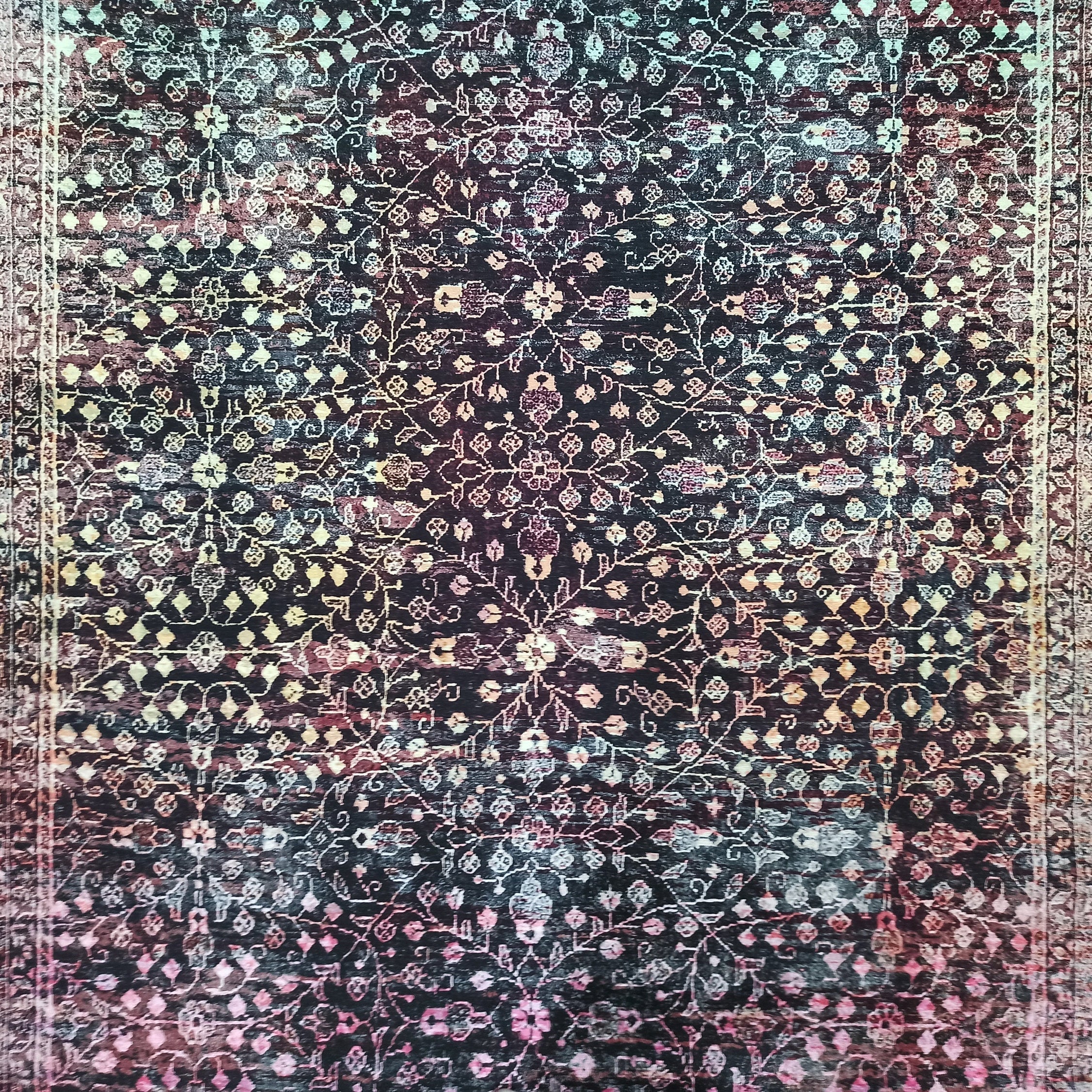 Roza Rug Persian Black Red Beige Rug