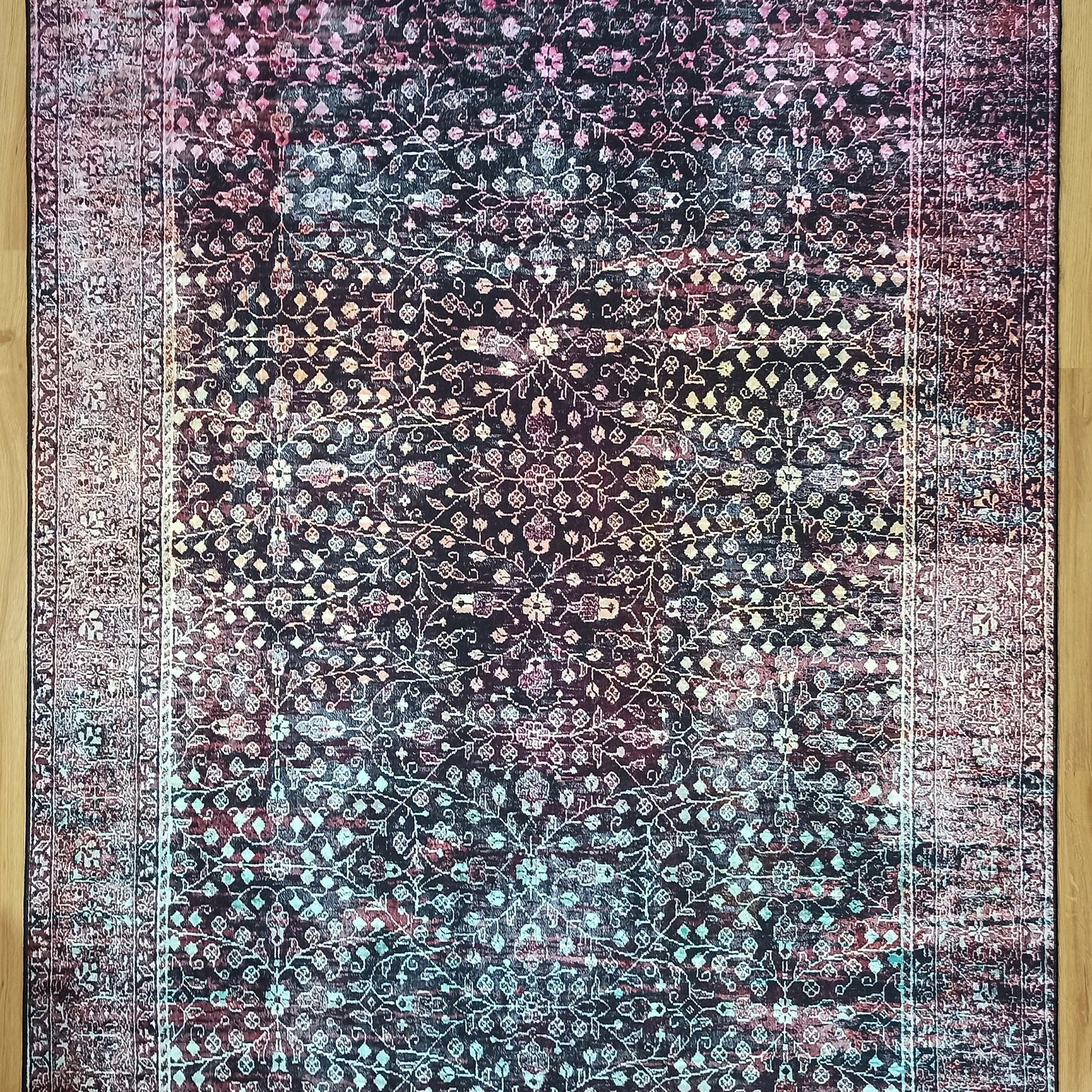 Roza Rug Persian Black Red Beige Rug