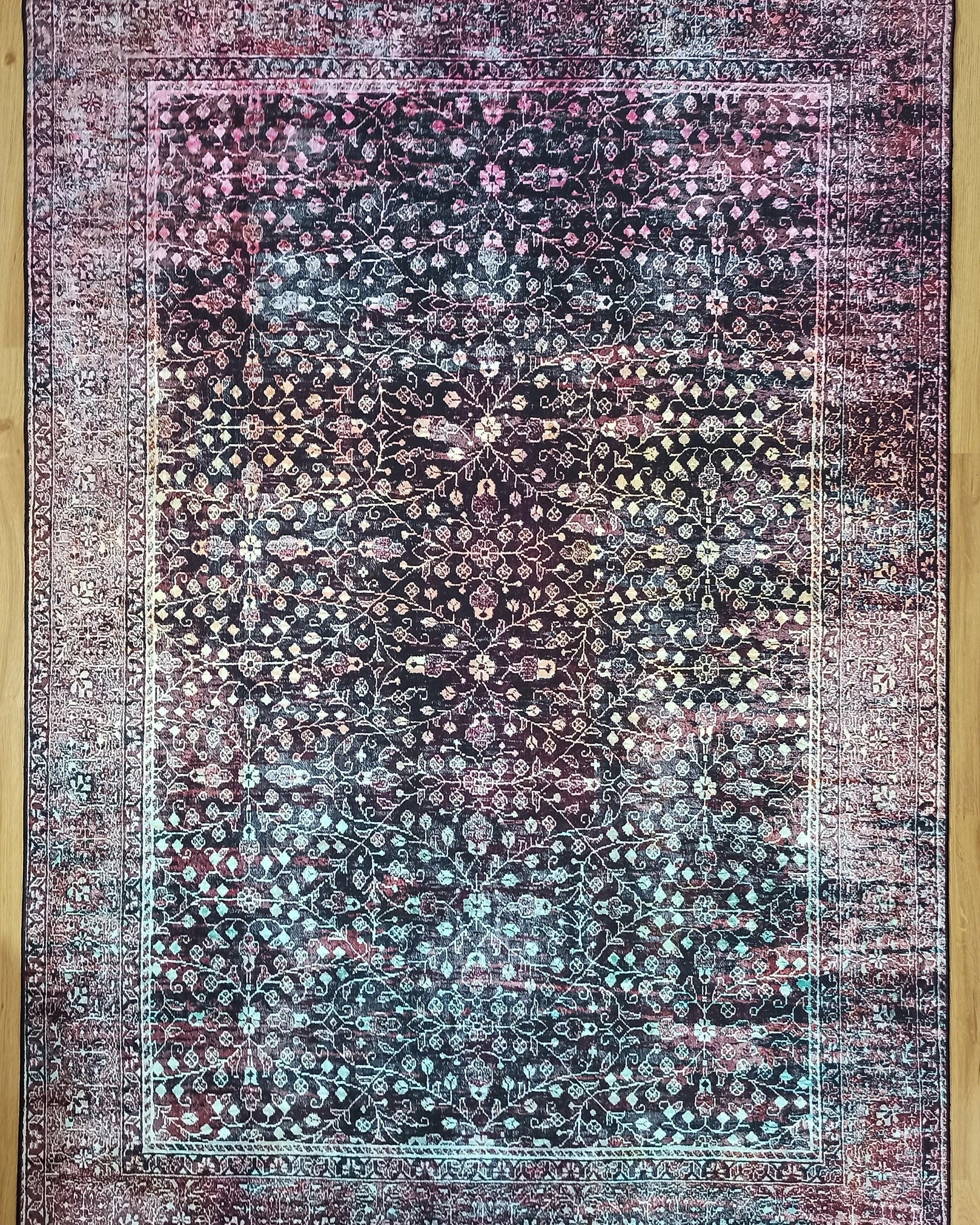 Roza Rug Persian Black Red Beige Rug