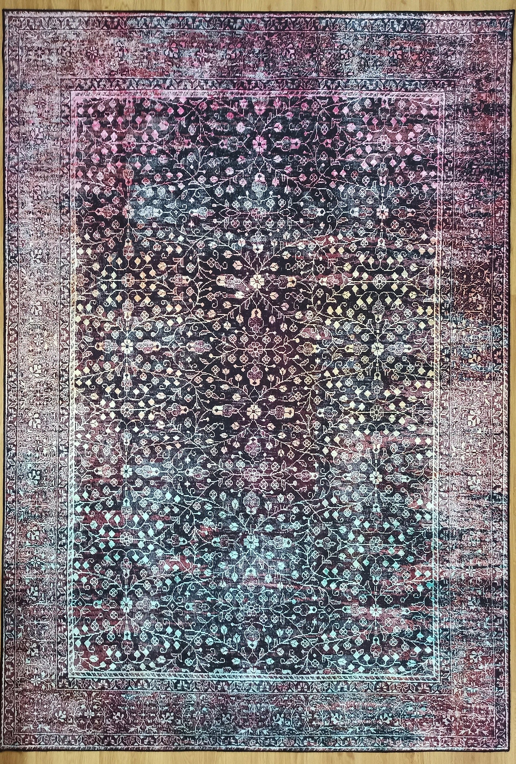 Roza Rug Persian Black Red Beige Rug