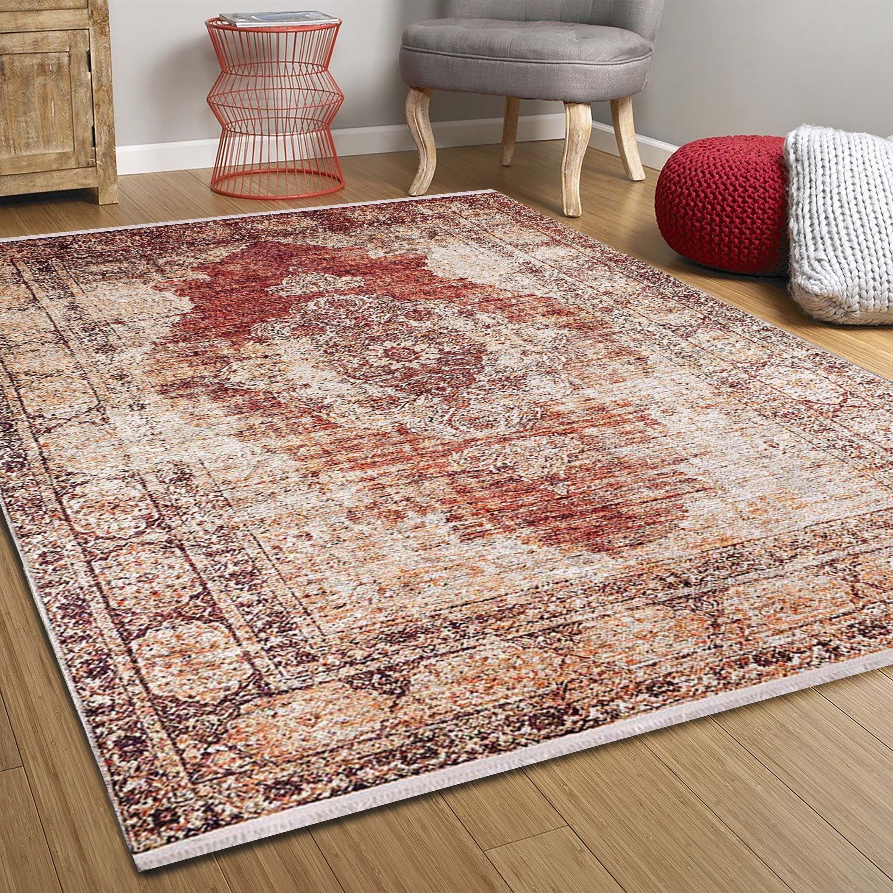 Rusty Turkish Distressed Red Beige Rug