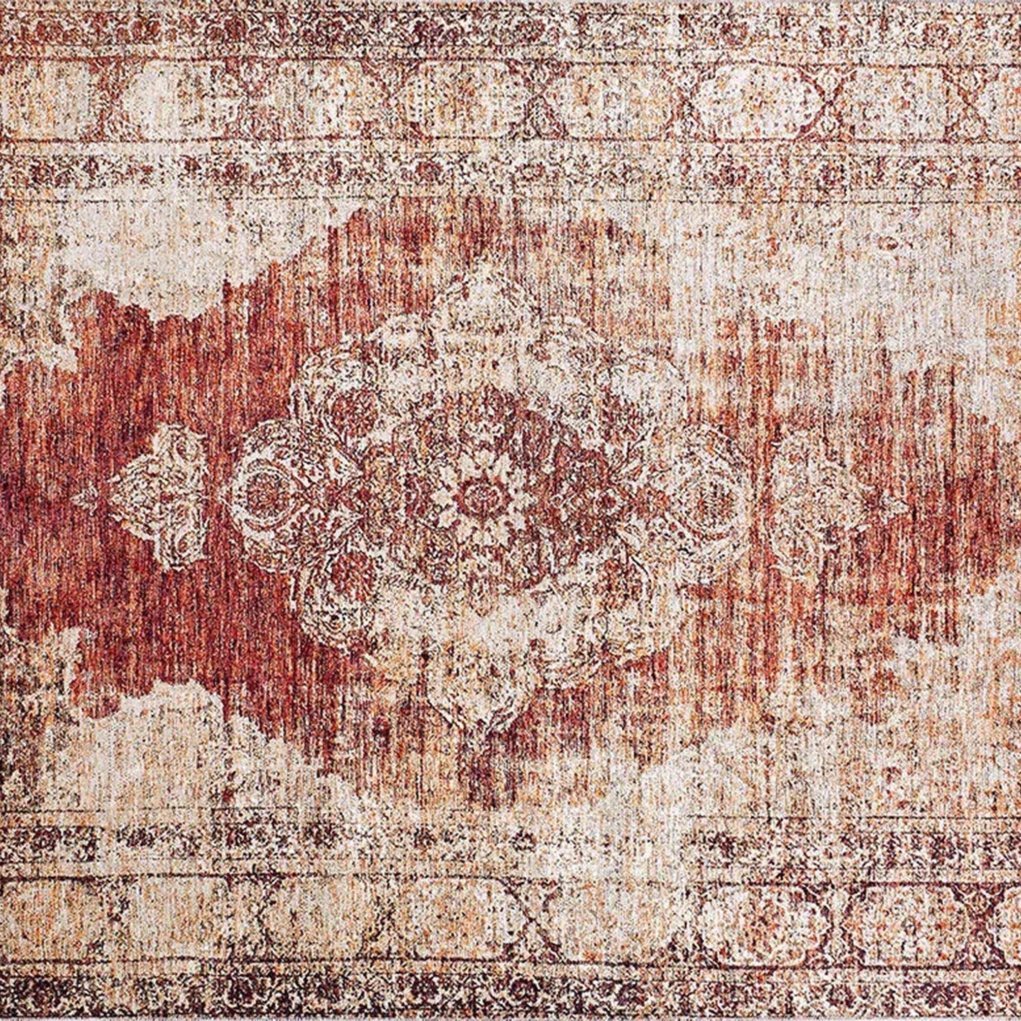 Rusty Turkish Distressed Red Beige Rug