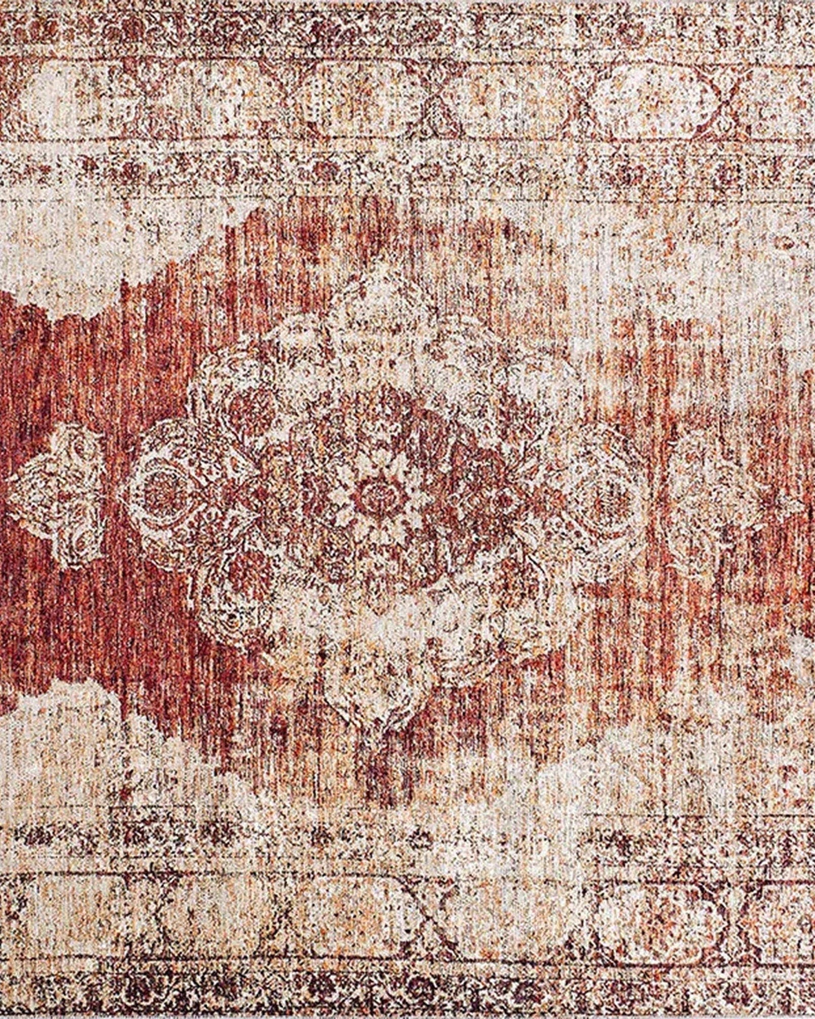 Rusty Turkish Distressed Red Beige Rug