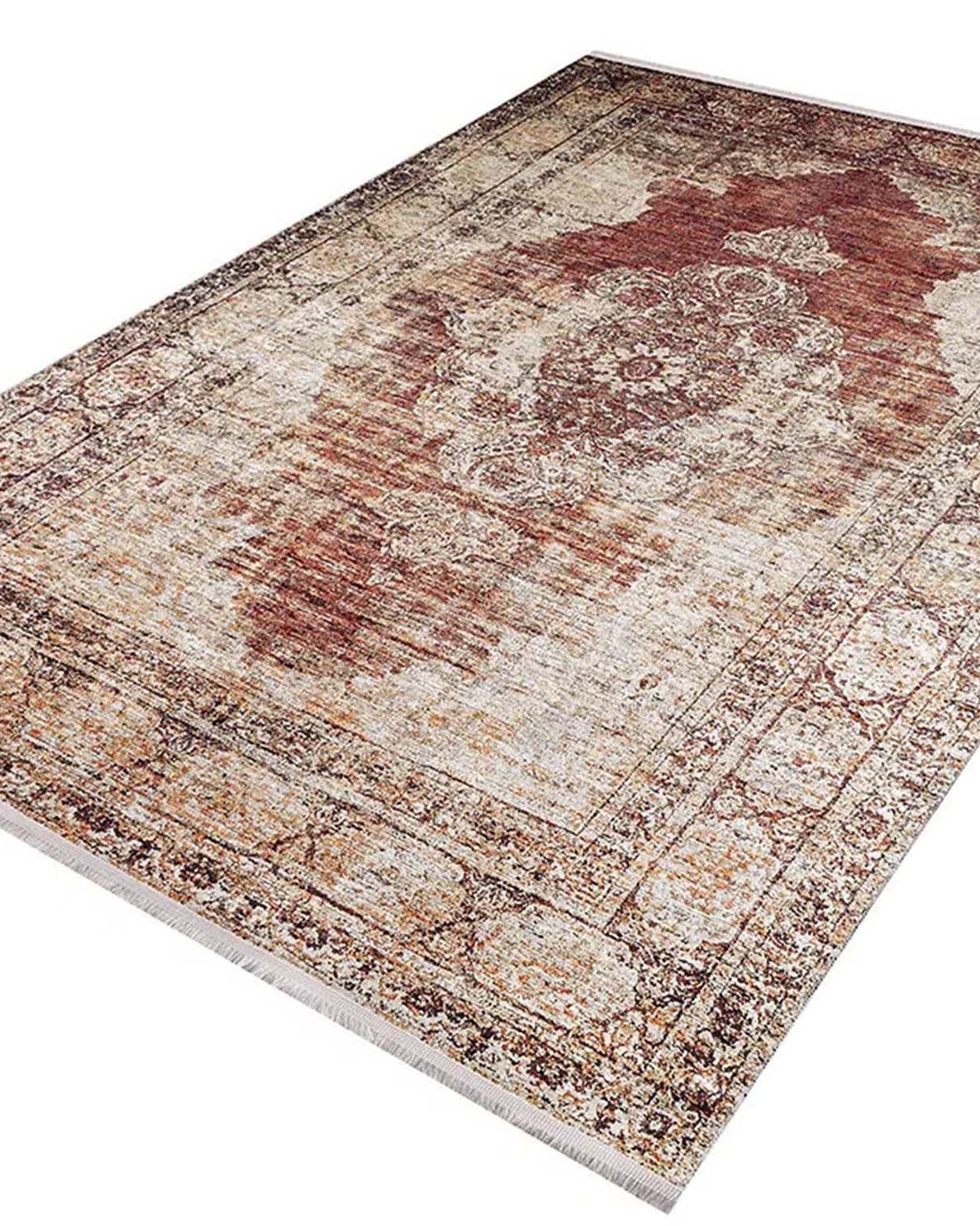 Rusty Turkish Distressed Red Beige Rug