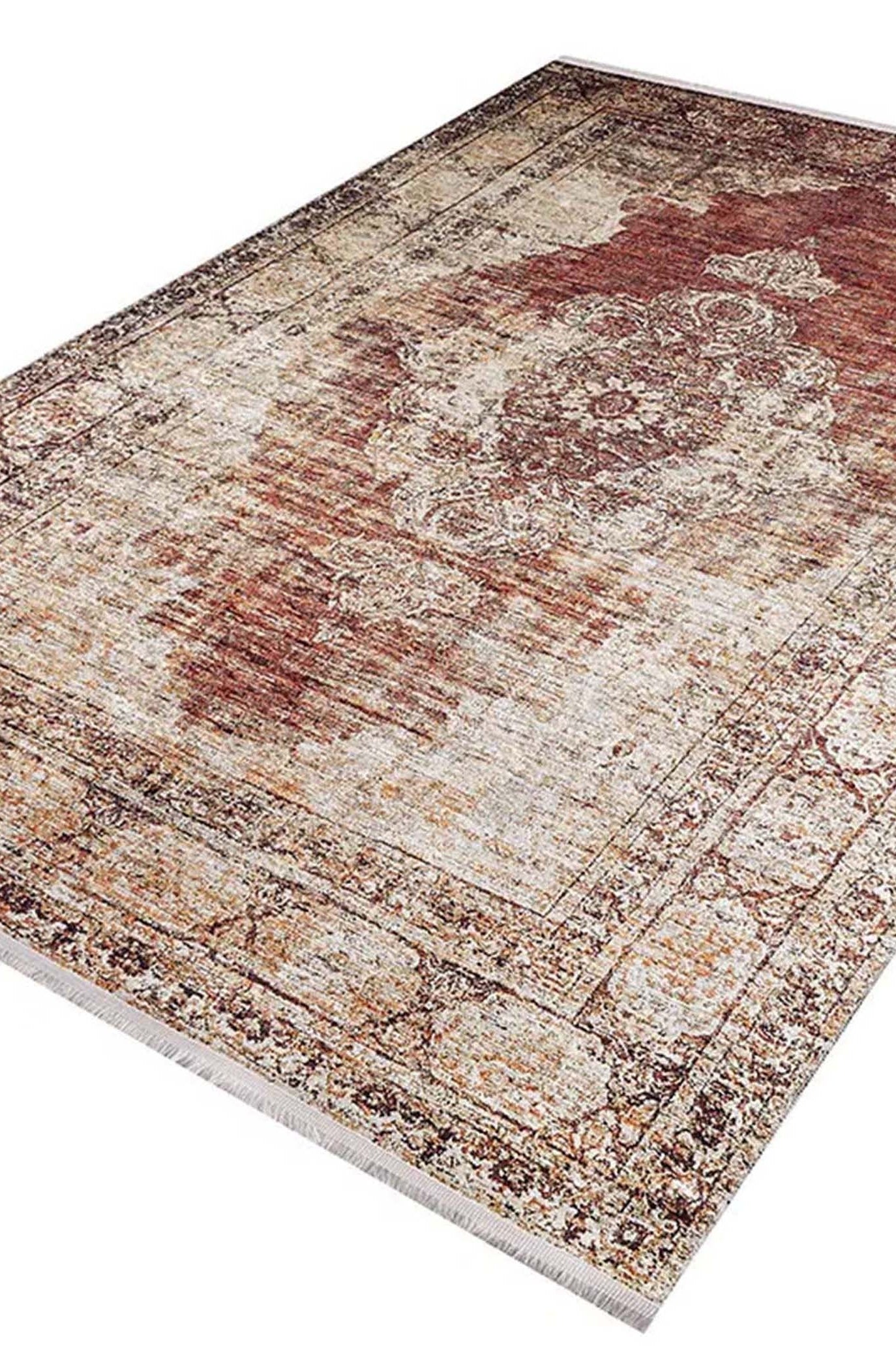 Rusty Turkish Distressed Red Beige Rug