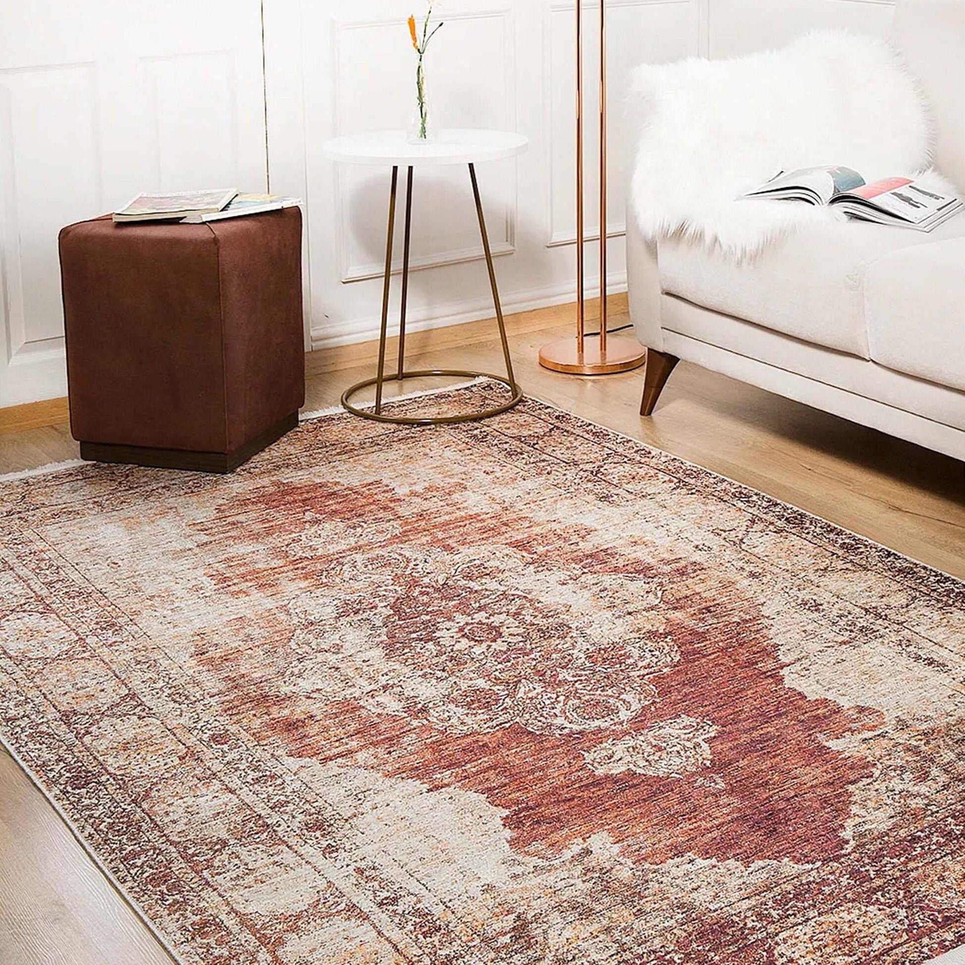 Rusty Turkish Distressed Red Beige Rug