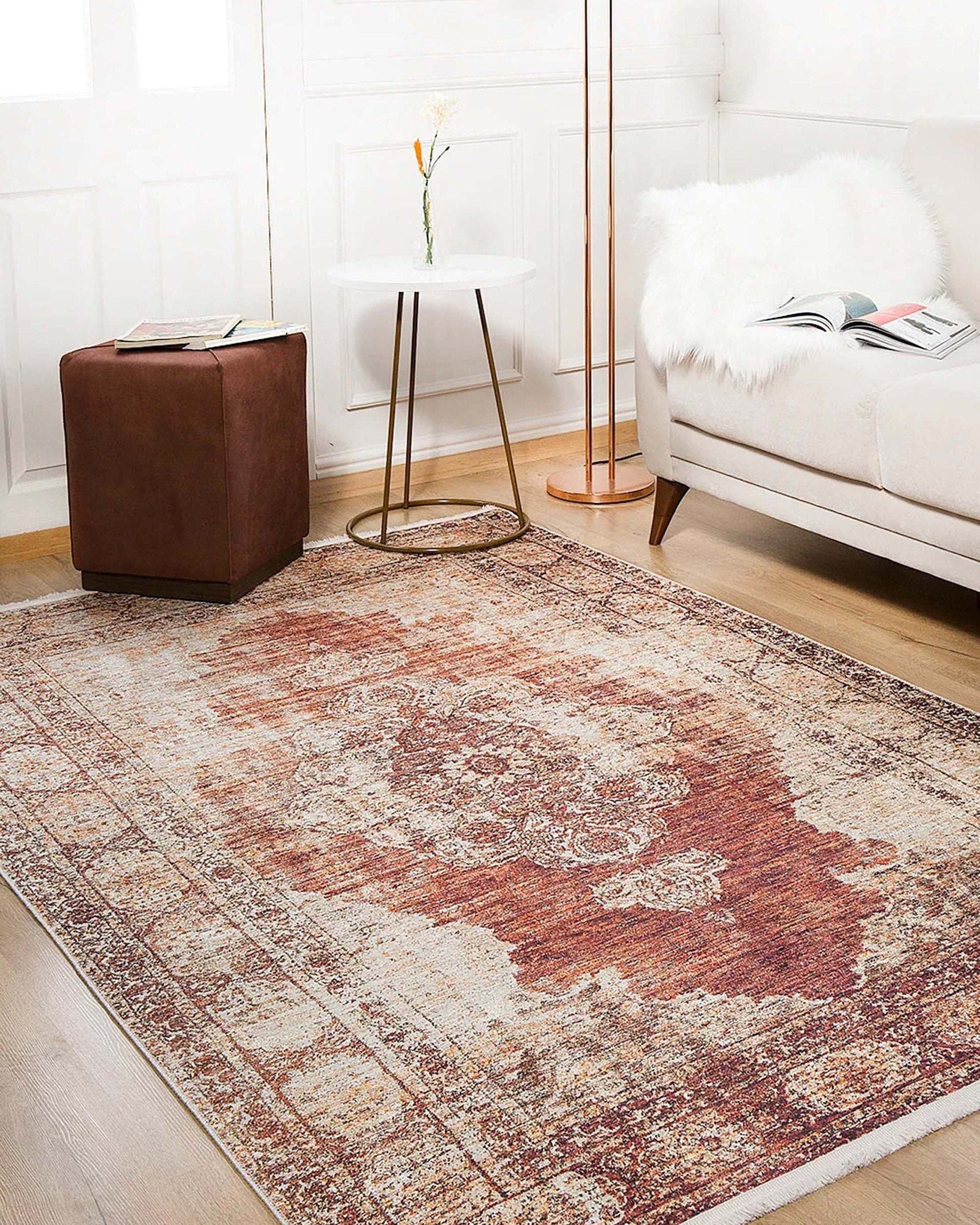 Rusty Turkish Distressed Red Beige Rug