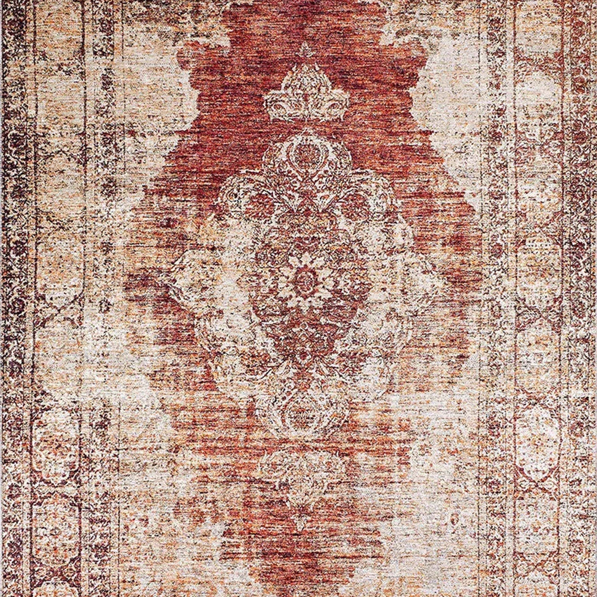 Rusty Turkish Distressed Red Beige Rug