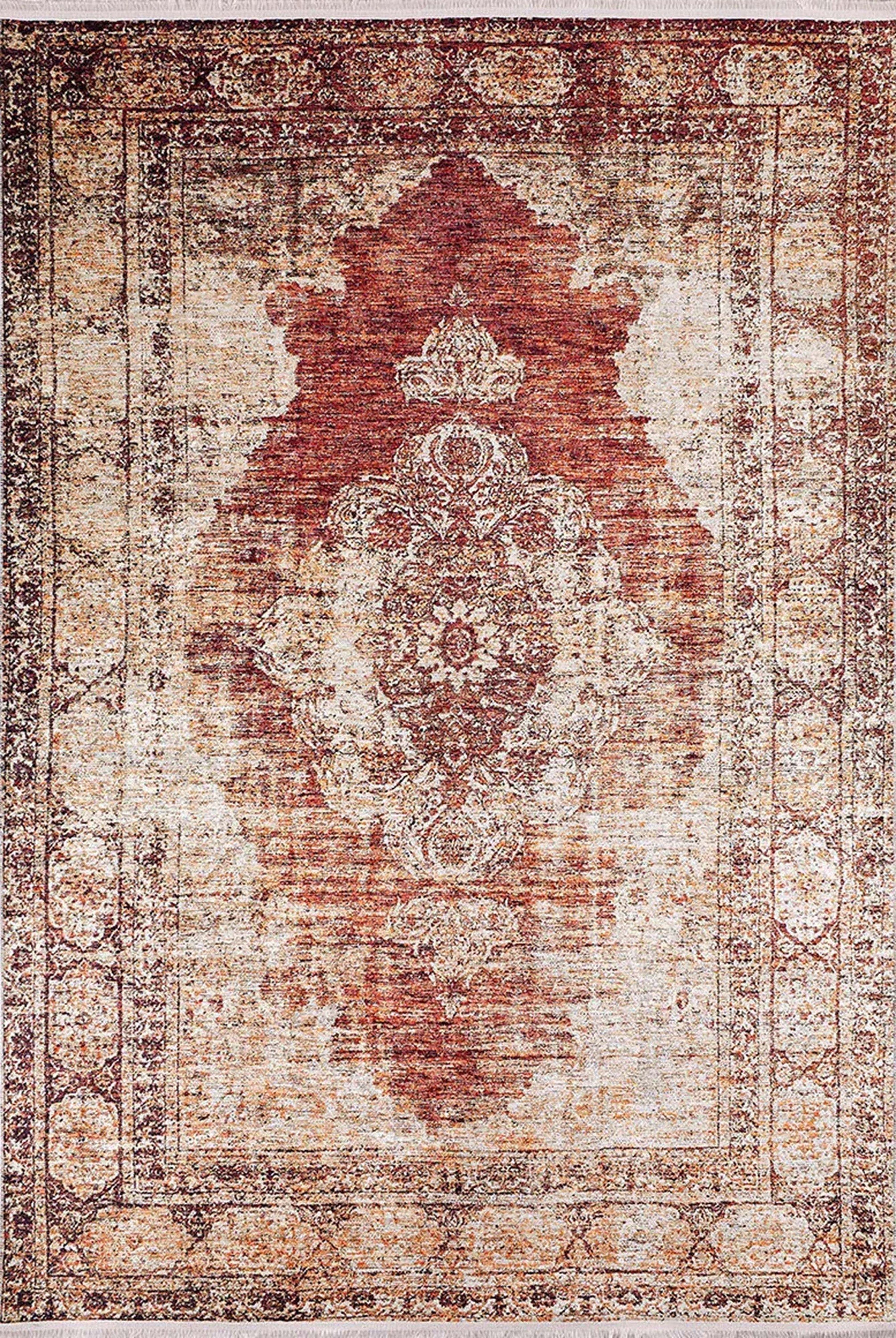 Rusty Turkish Distressed Red Beige Rug