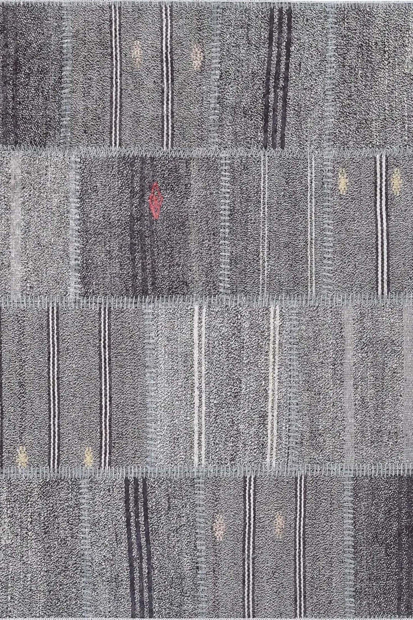 Saada Turkish Kilim Gray Solid Striped Rug