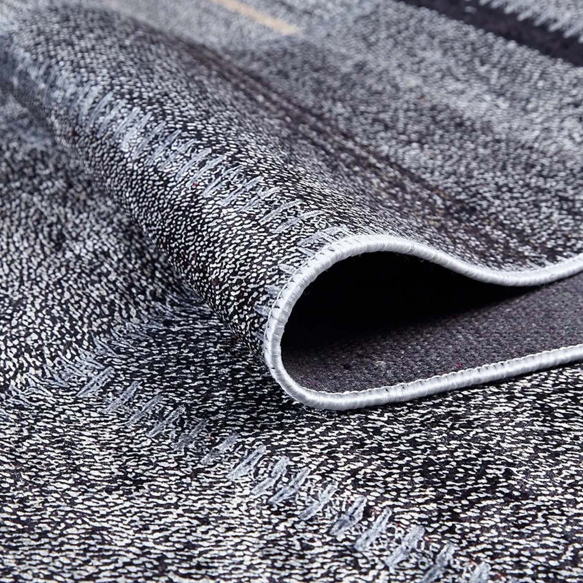 Saada Turkish Kilim Gray Solid Striped Rug