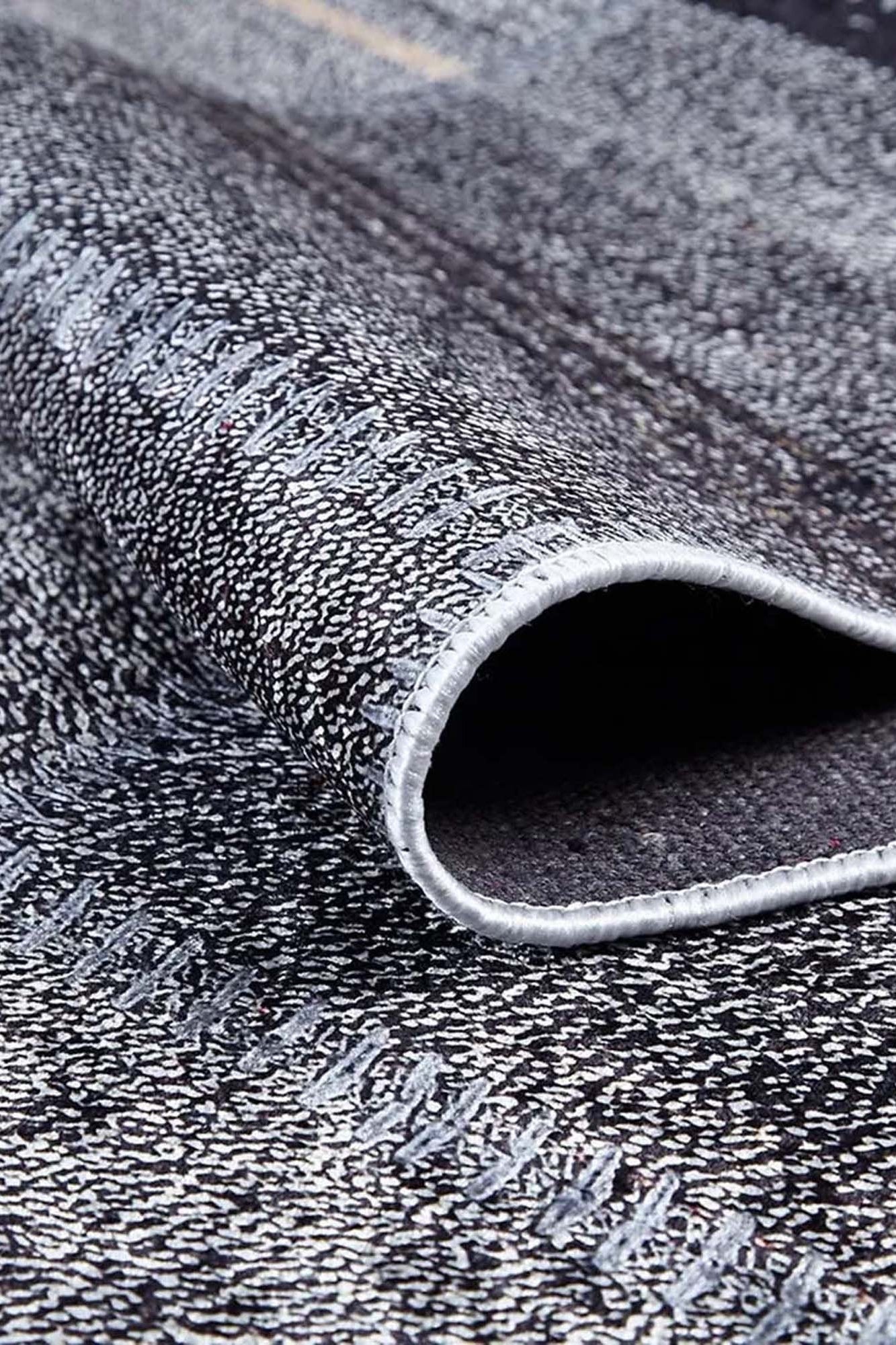 Saada Turkish Kilim Gray Solid Striped Rug